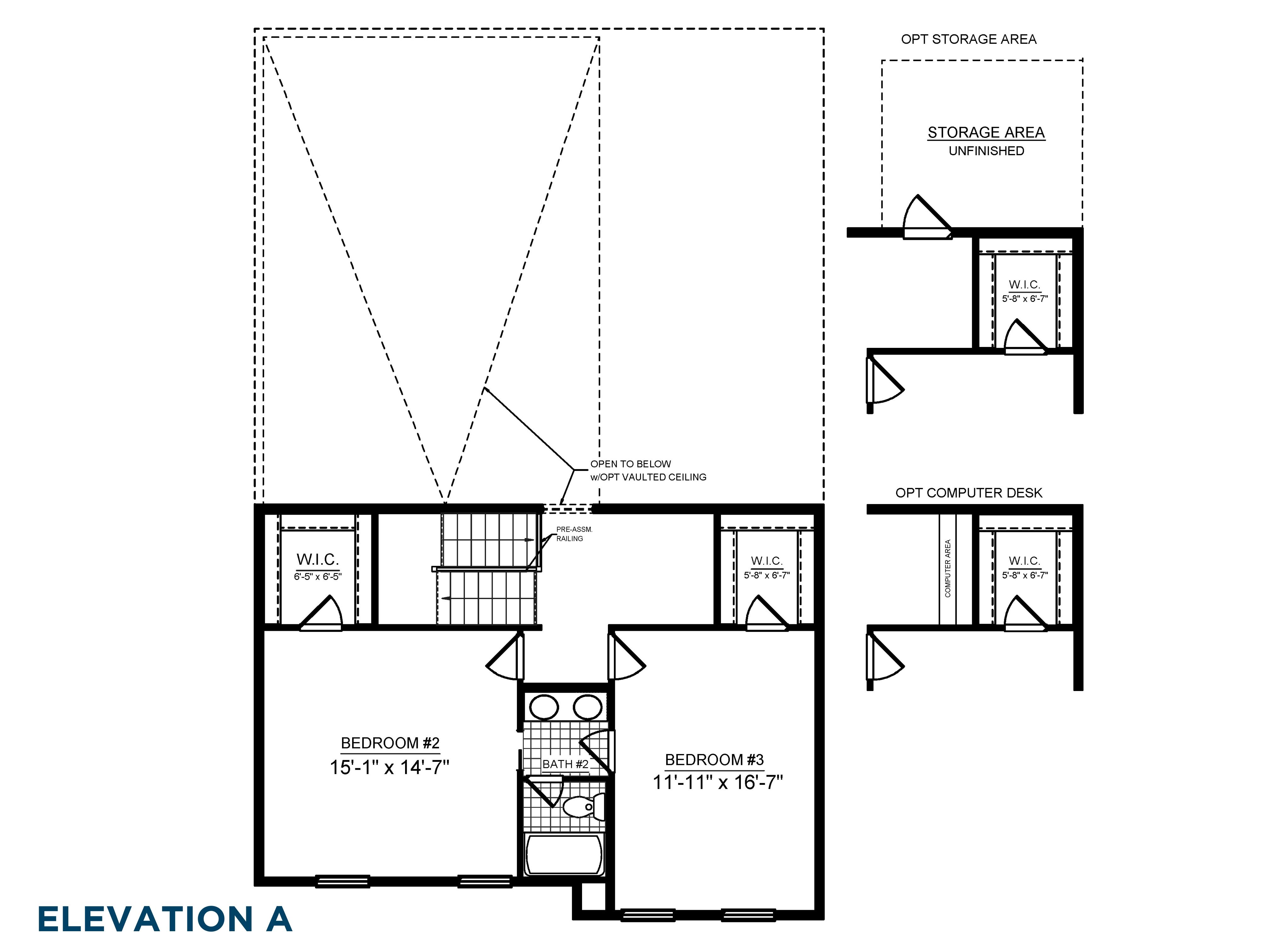Floorplan drawing - Chilton single family home - 2nd floor with two bedrooms and full bath