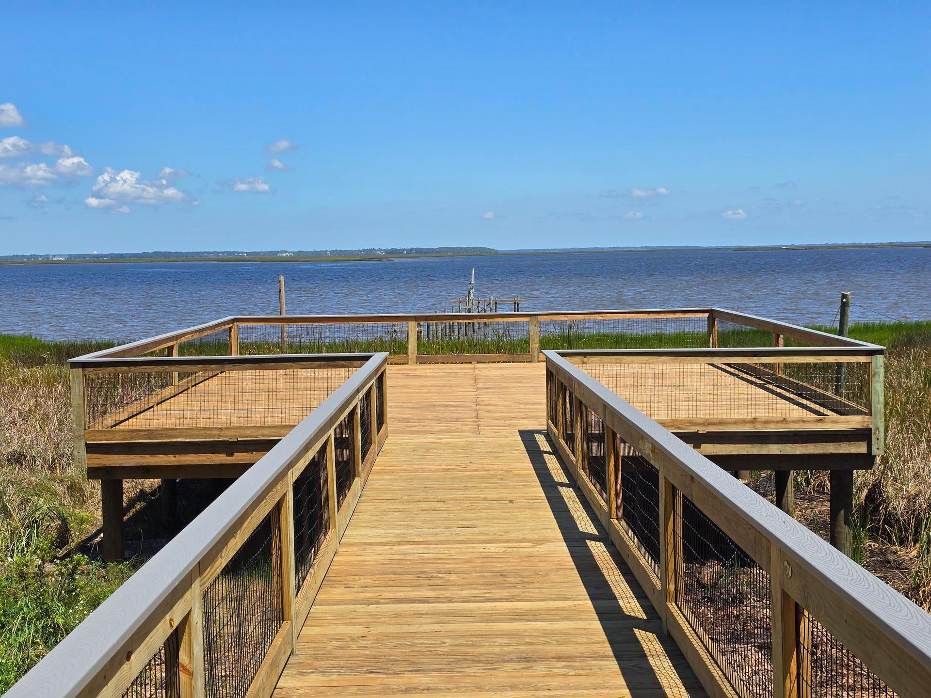 Riverfront community boardwalk and viewing vista 