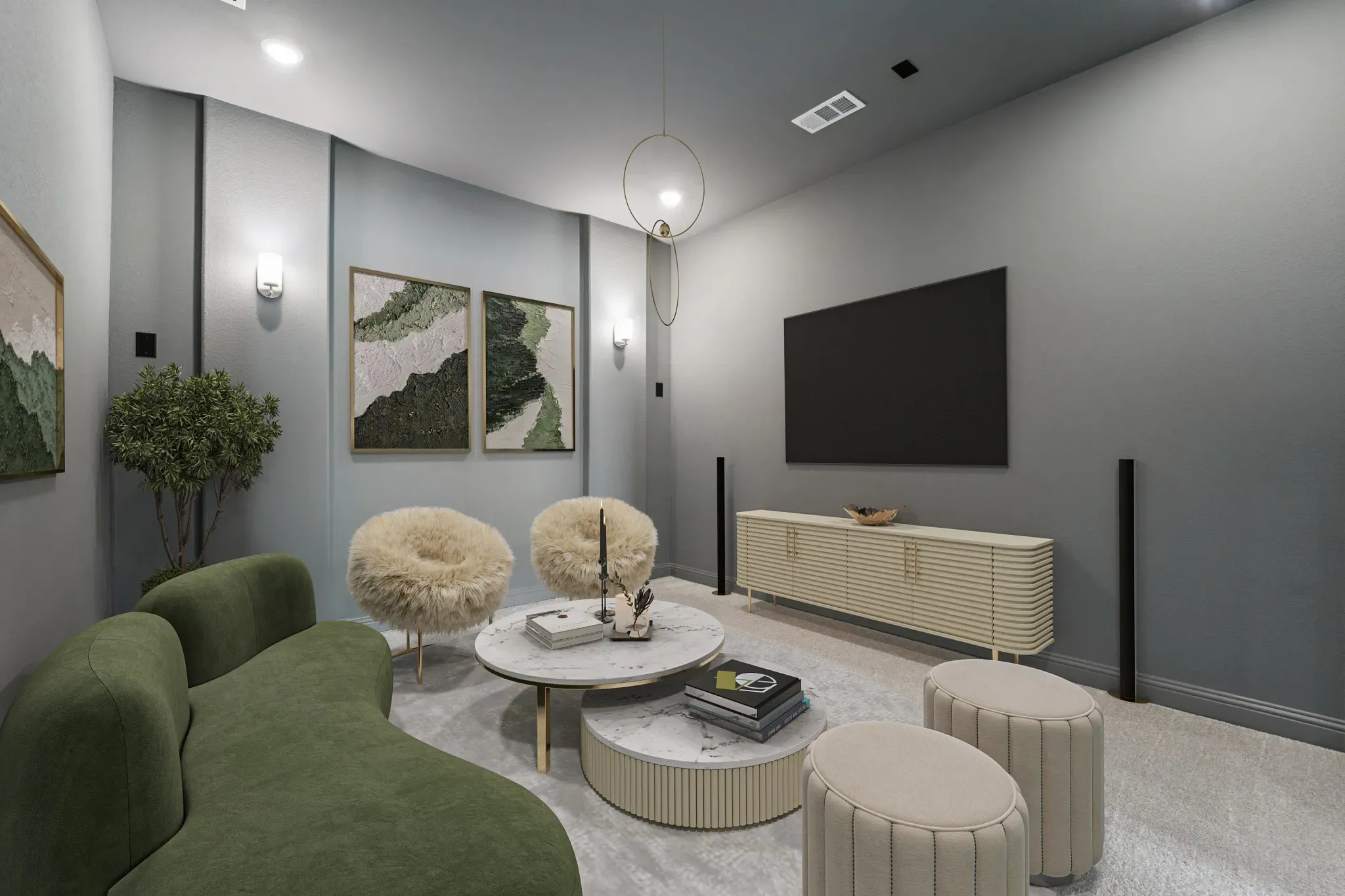 Media Room Virtually Staged
