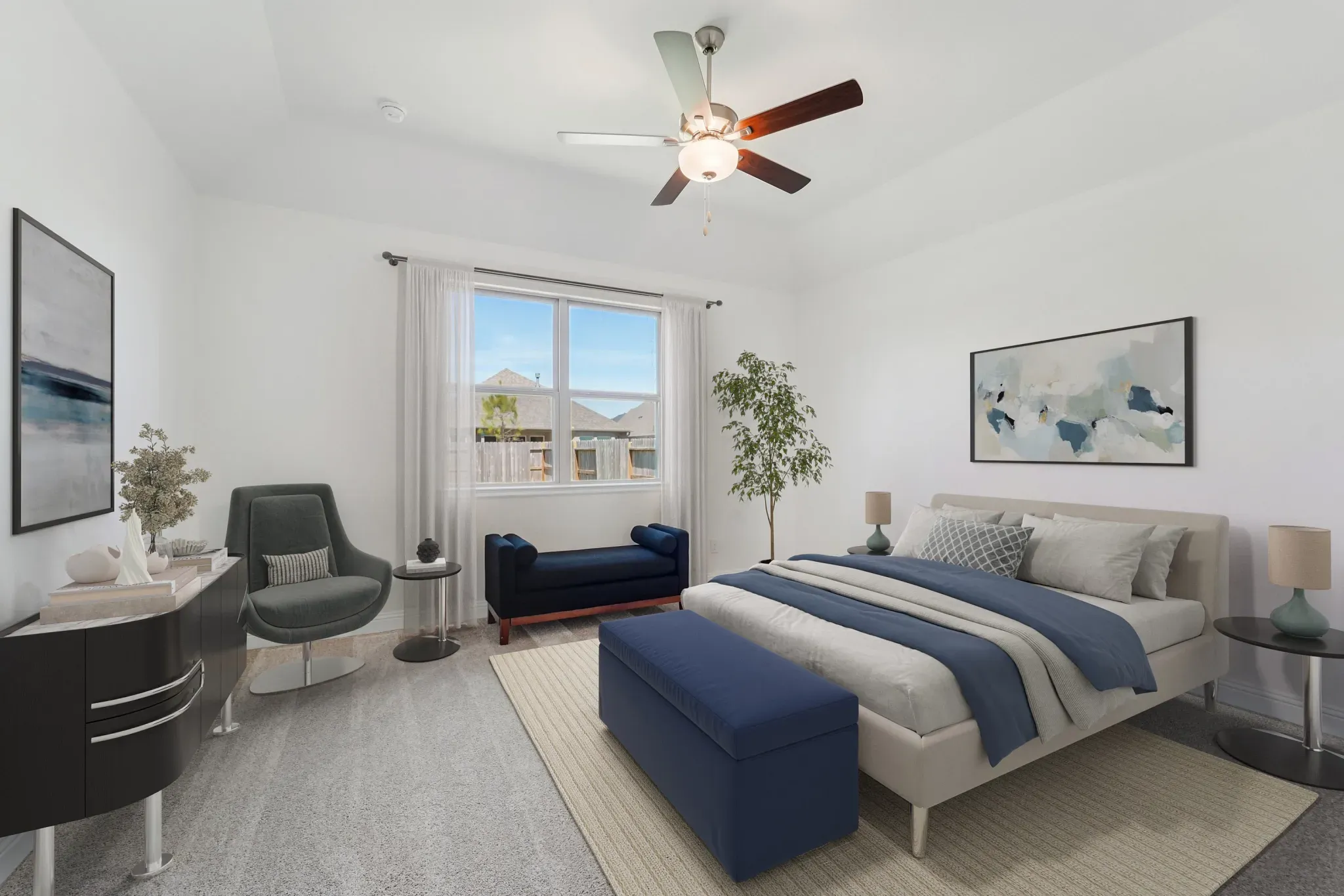 Plan 3019 Primary Bed - Staged