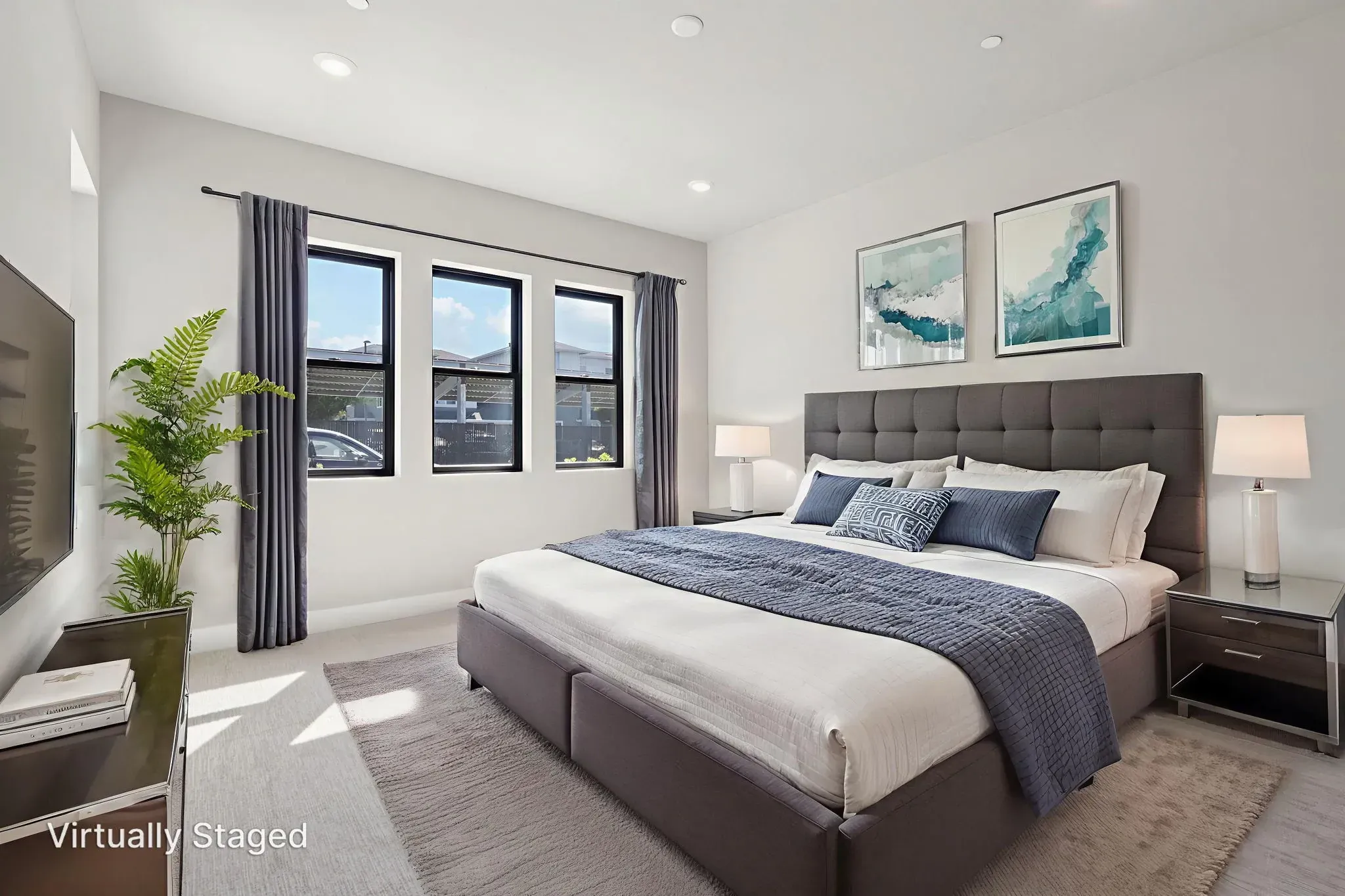 Rooftops Homesite 204 Primary Bed Virtually Staged