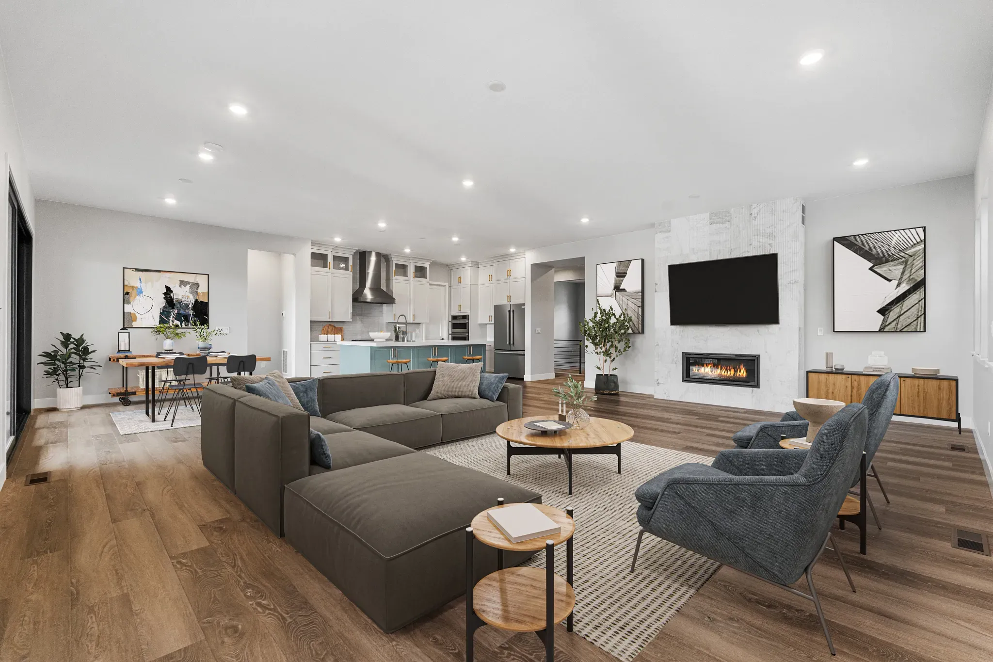 Homesite 2 Great Room, Dining + Kitchen - Virtuall