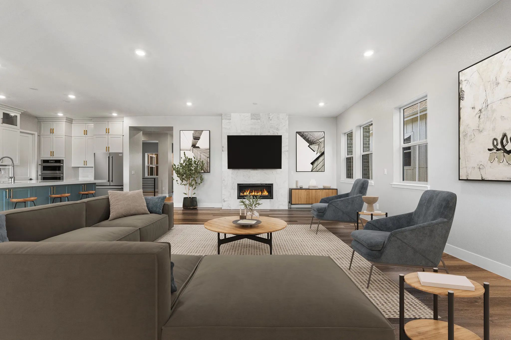 Homesite 2 Great Room + Kitchen - Virtually Staged