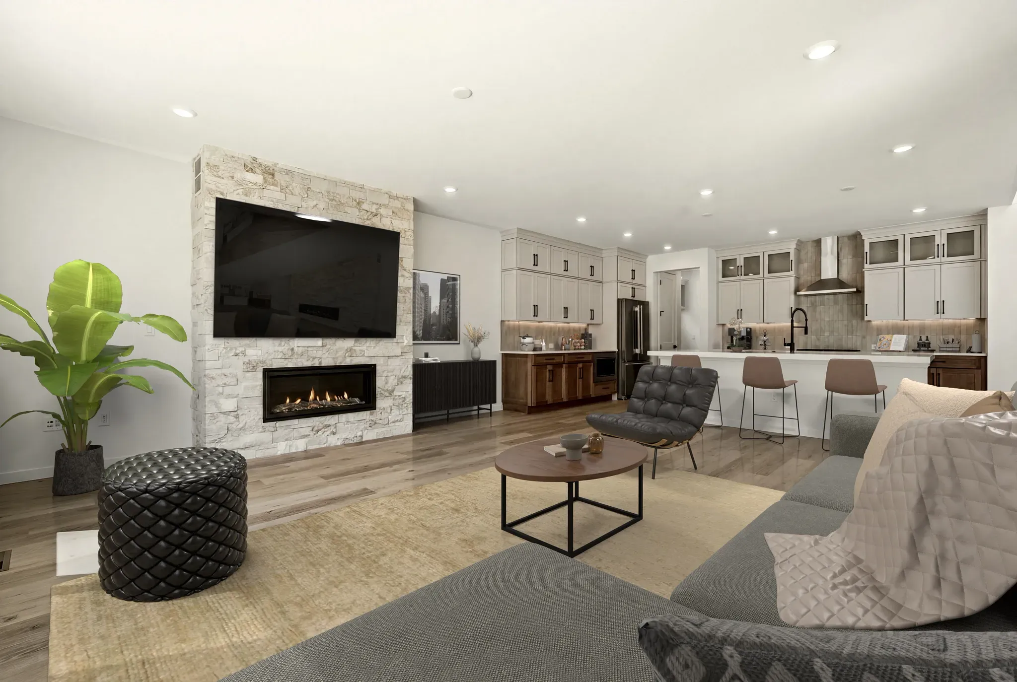 Homesite 9 Great Room + Kitchen - Virtually Staged