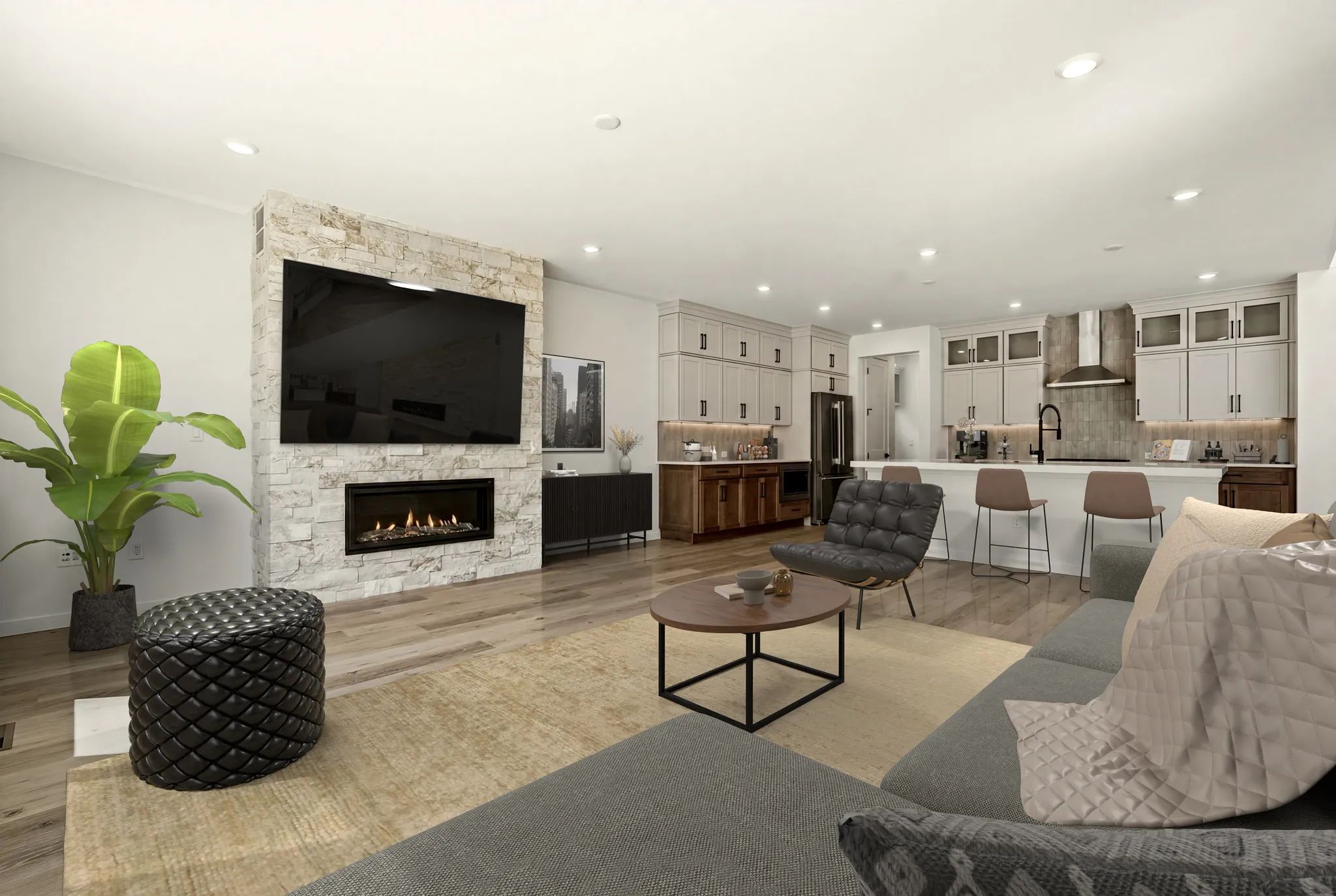 Homesite 9 Great Room + Kitchen - Virtually Staged