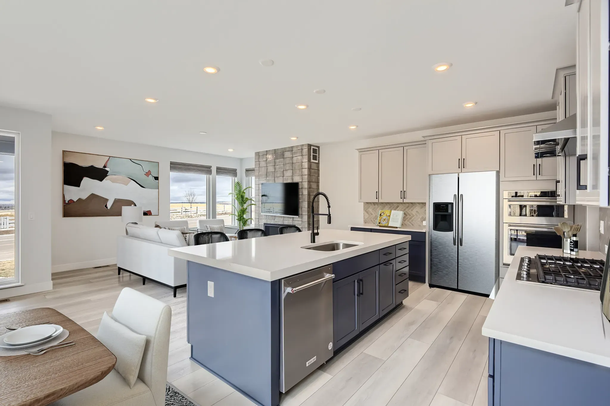 Carly Plan Kitchen + Great Room - Virtually Staged