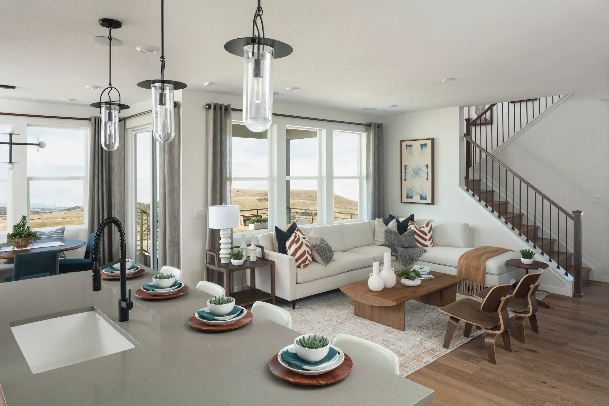 Jade Model Great Room, Kitchen + Dining