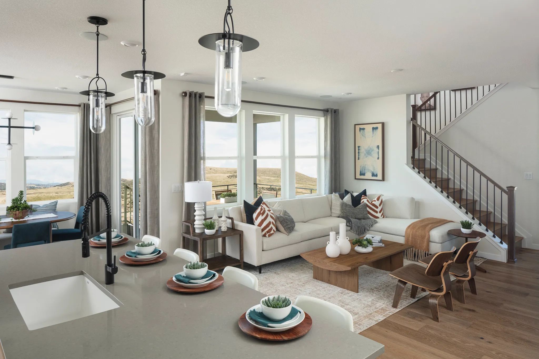Jade Model Great Room, Kitchen + Dining