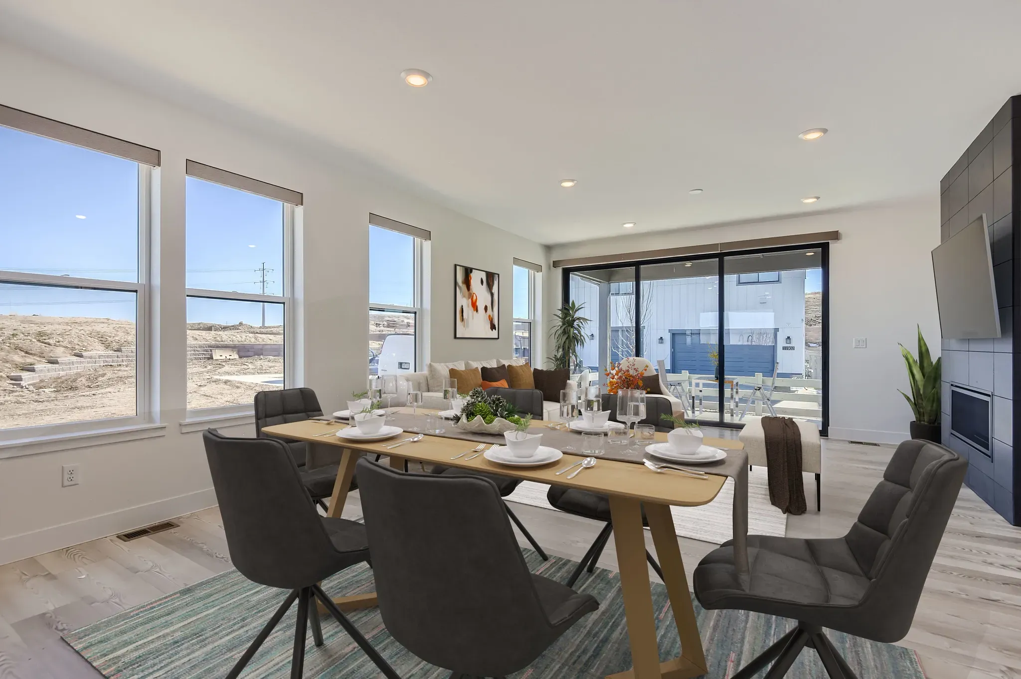 Baxter Plan Dining + Great Room - Virtually Staged