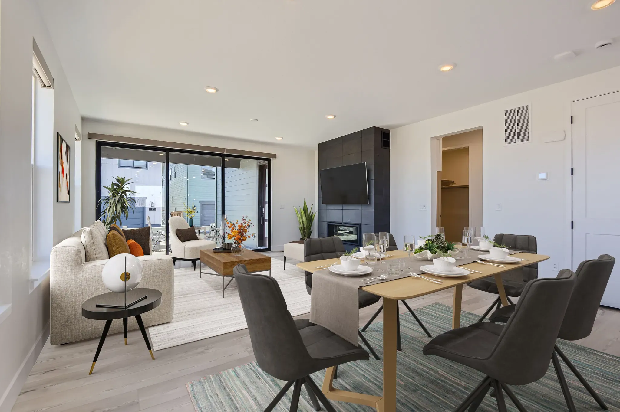 Baxter Plan Dining + Great Room - Virtually Staged