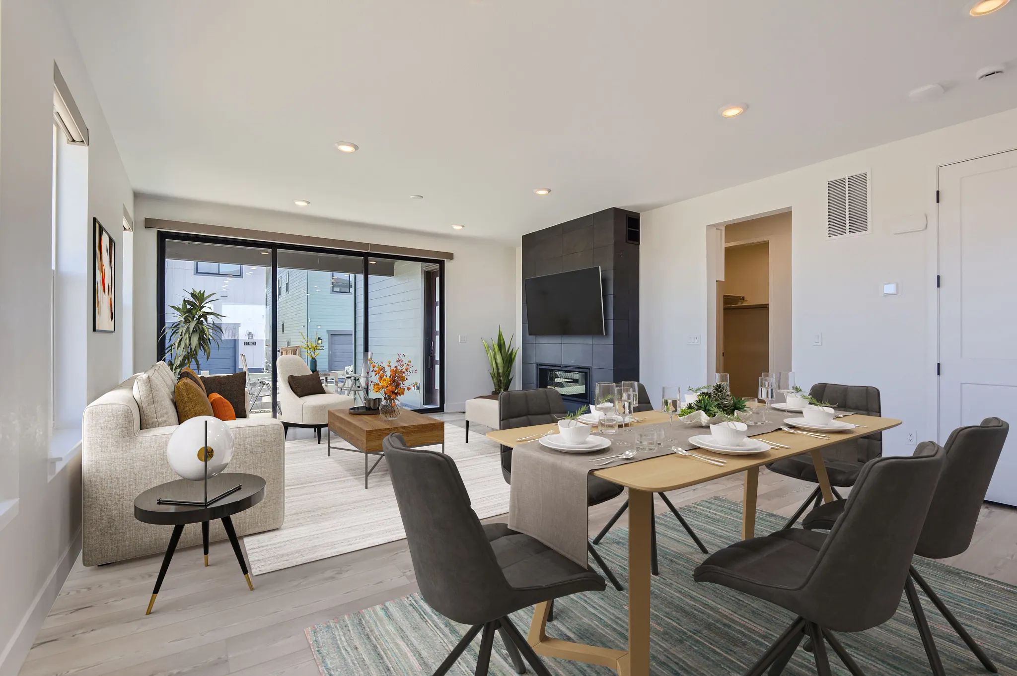 Baxter Plan Dining + Great Room - Virtually Staged