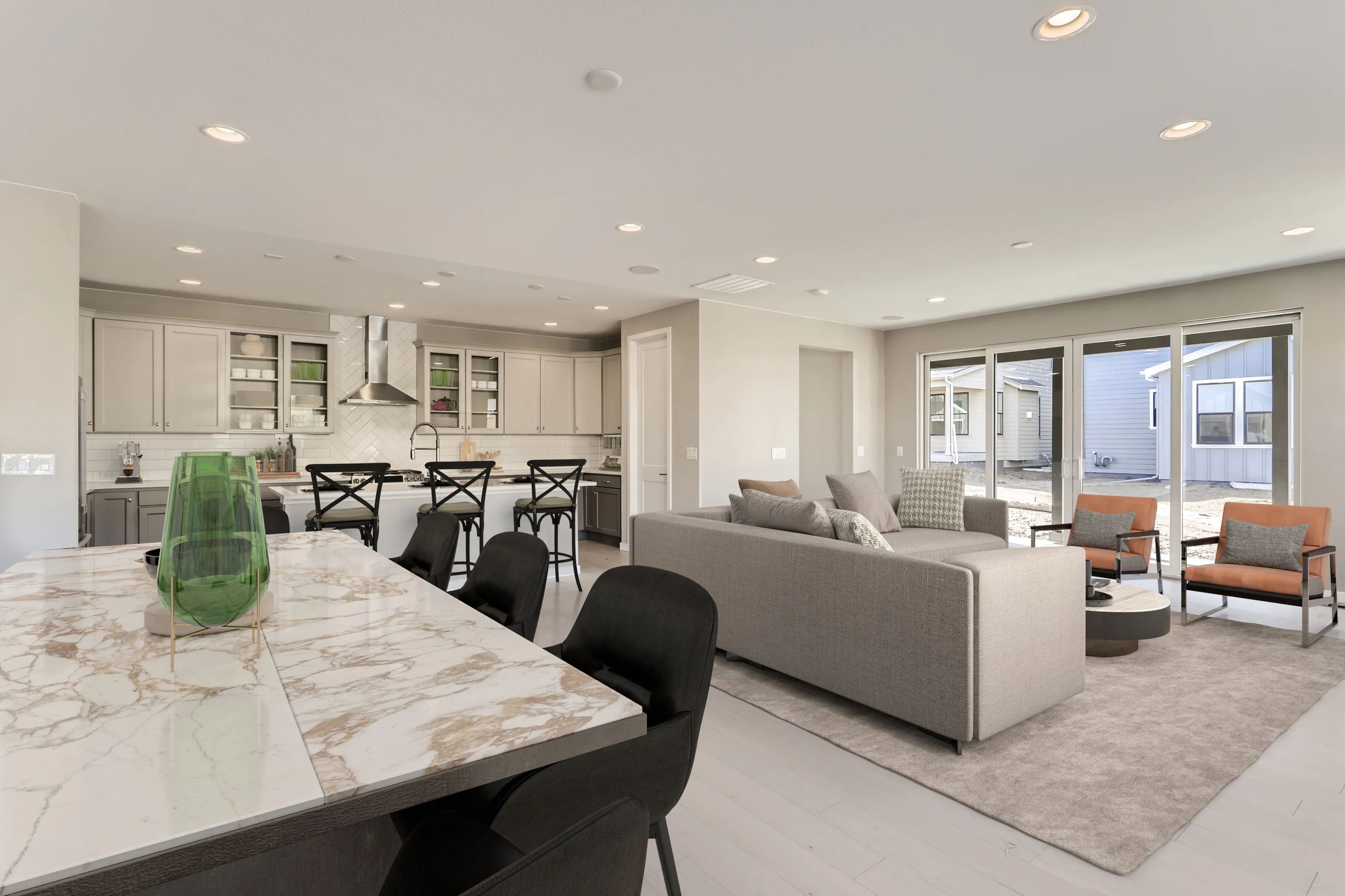 Dining, Great Room + Kitchen