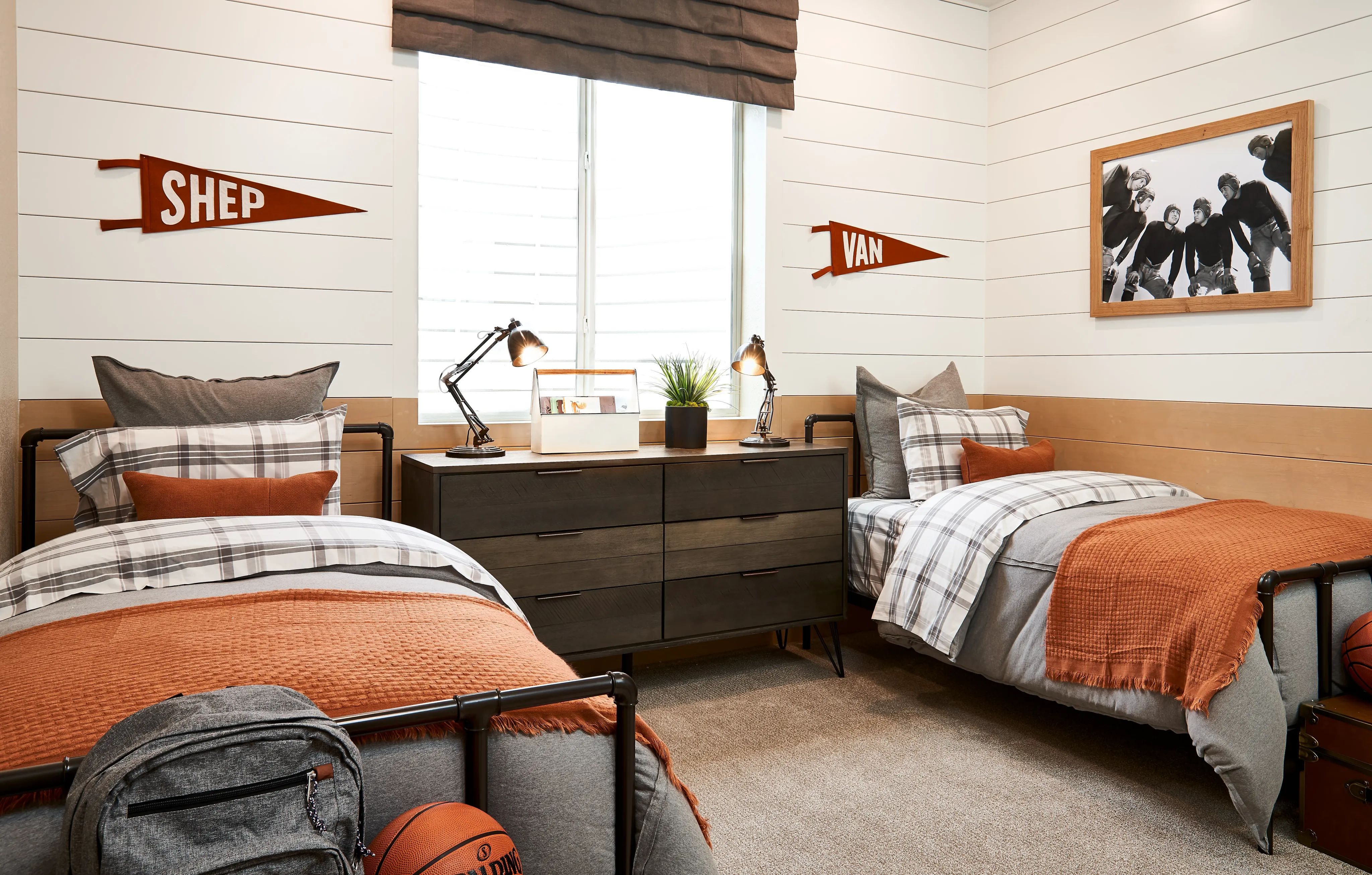 Amber Light Finished Basement Bedroom