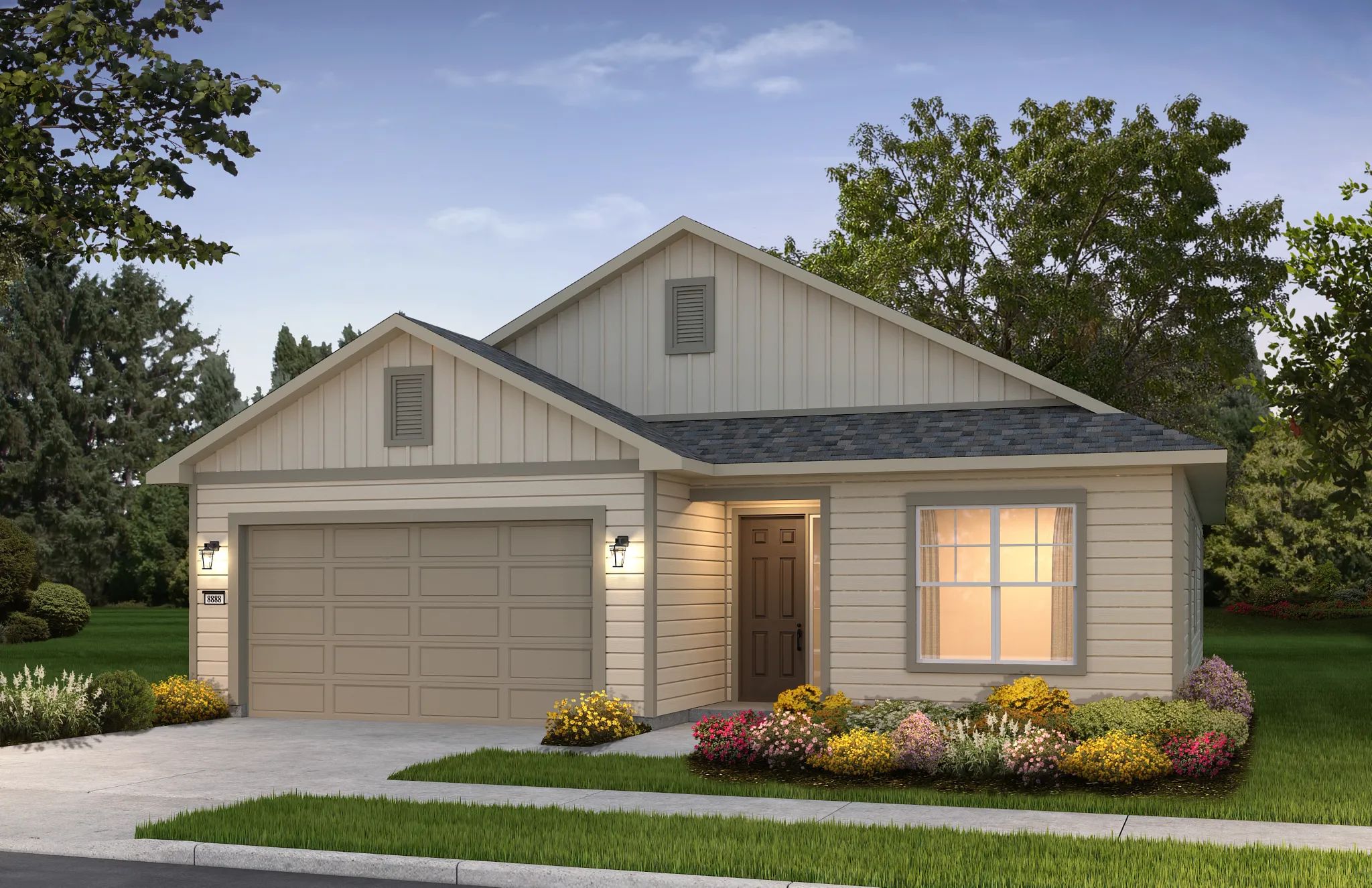 Exterior E: Trad Ranch; Color Scheme 6