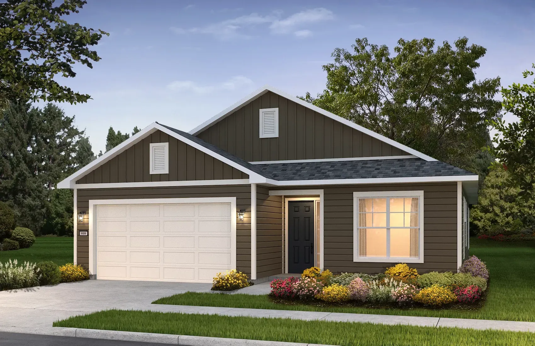 Exterior E: Trad Ranch; Color Scheme 9
