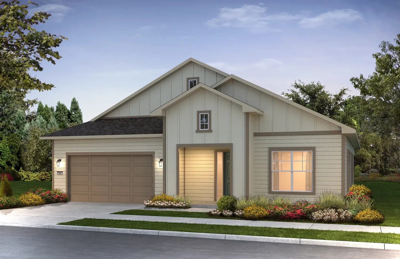 Exterior E: Trad Ranch; Color Scheme 8