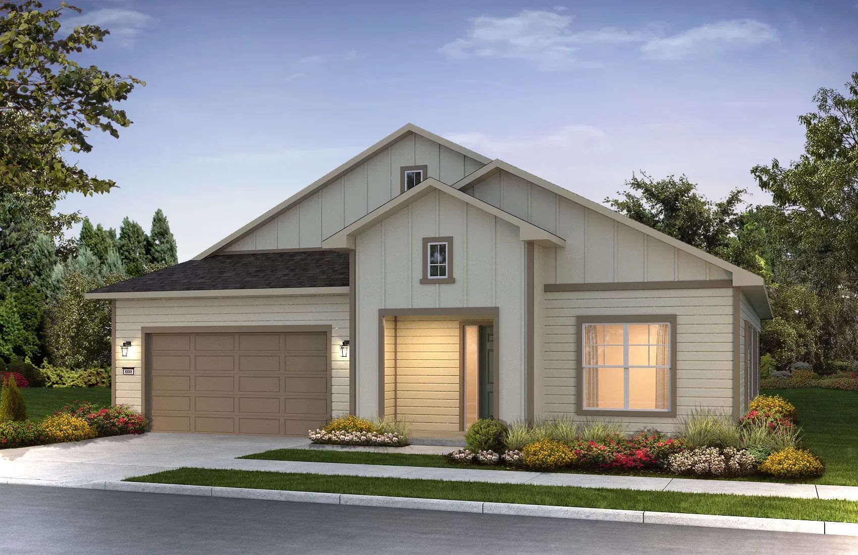 Exterior E: Trad Ranch; Color Scheme 8