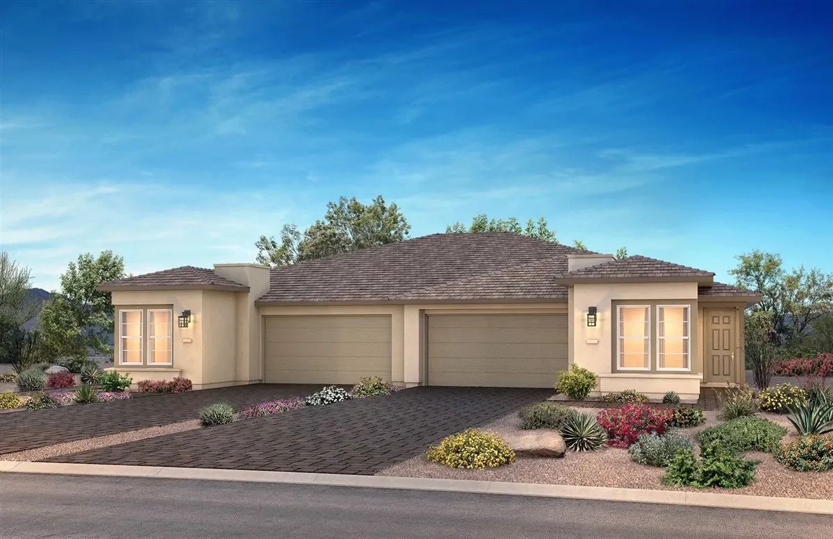 Left: Evia w/ Stucco, Color 1; Right: Evia w/ Stuc
