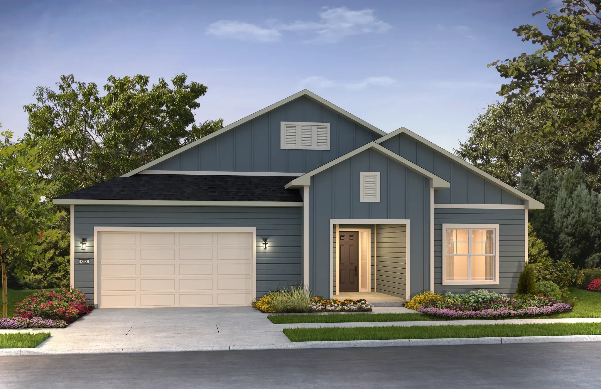 Exterior E: Trad Ranch; Color Scheme 2