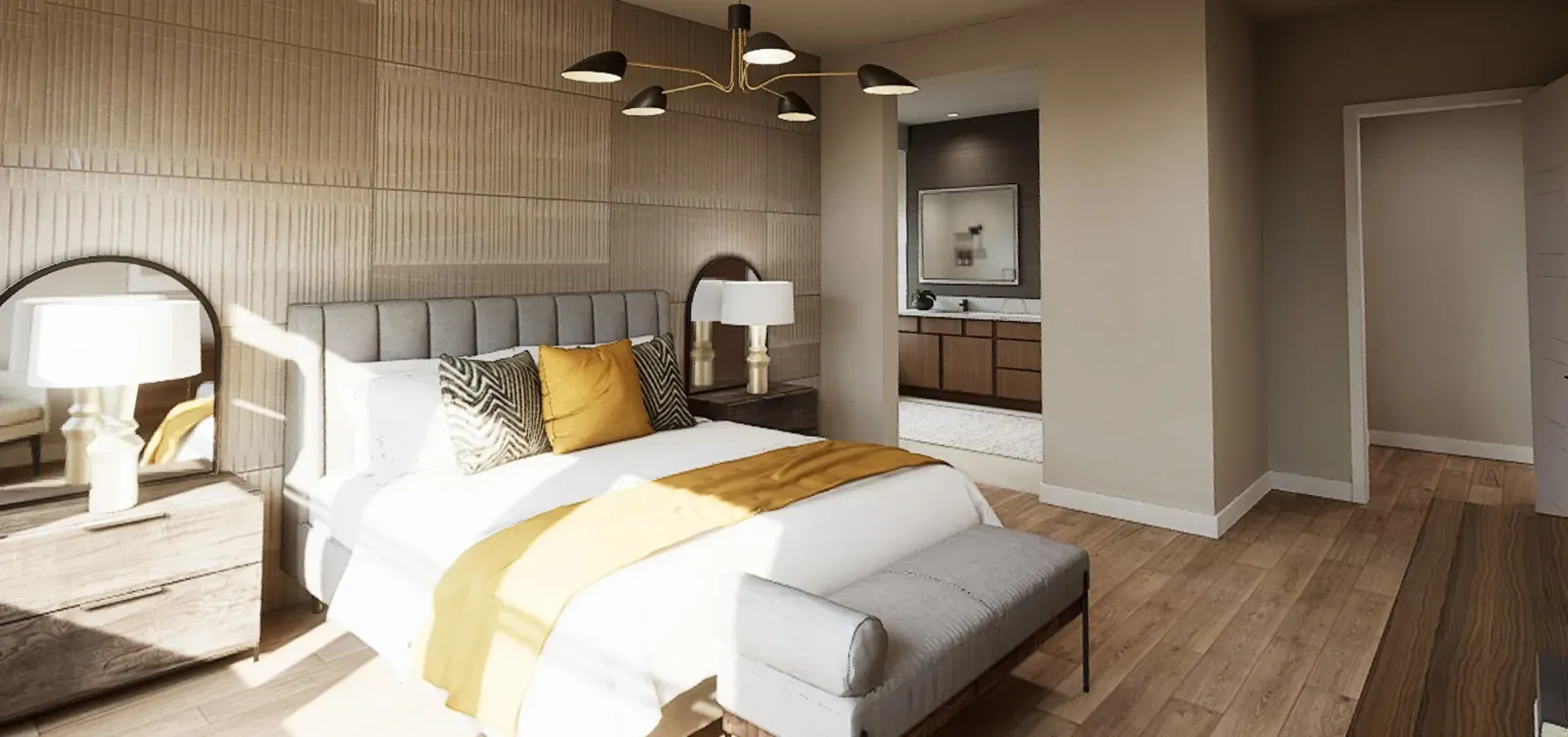 Plan 5014 Primary Bedroom VR Rendering