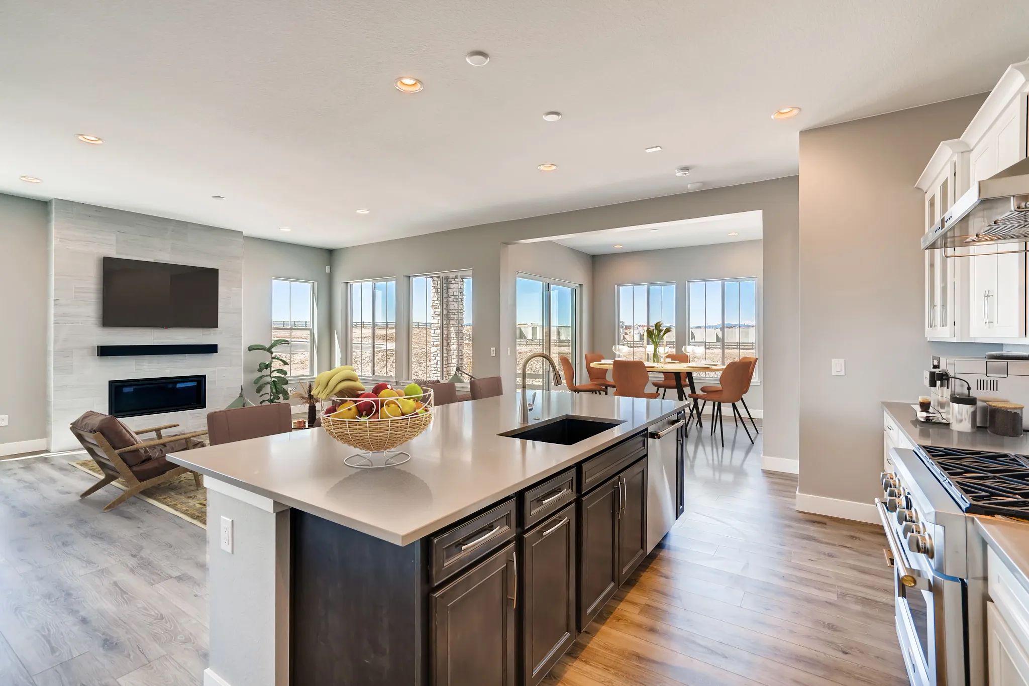 Kitchen, Great Room + Dining