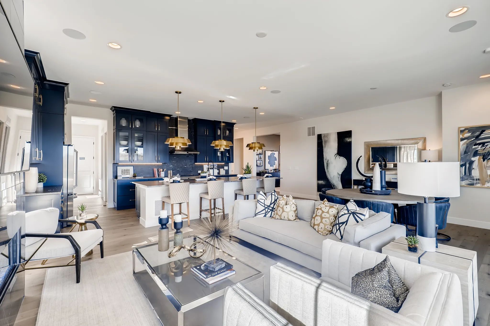 Great Room, Dining + Kitchen