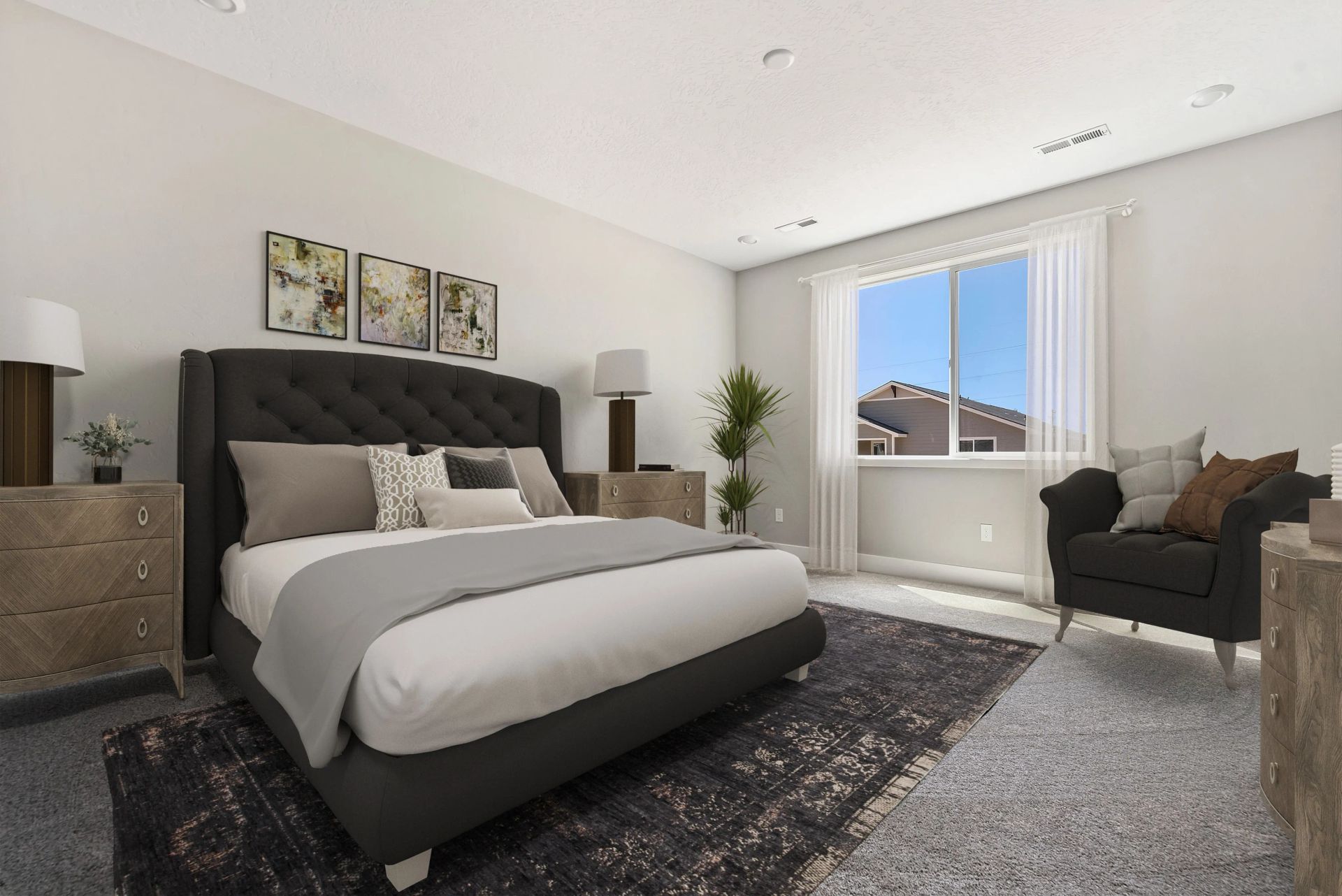 Virtually Staged Primary Bed