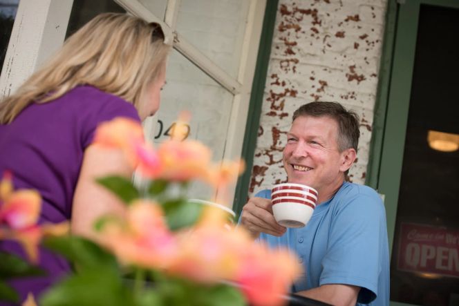 Couple Enjoying a Local Coffee Shop