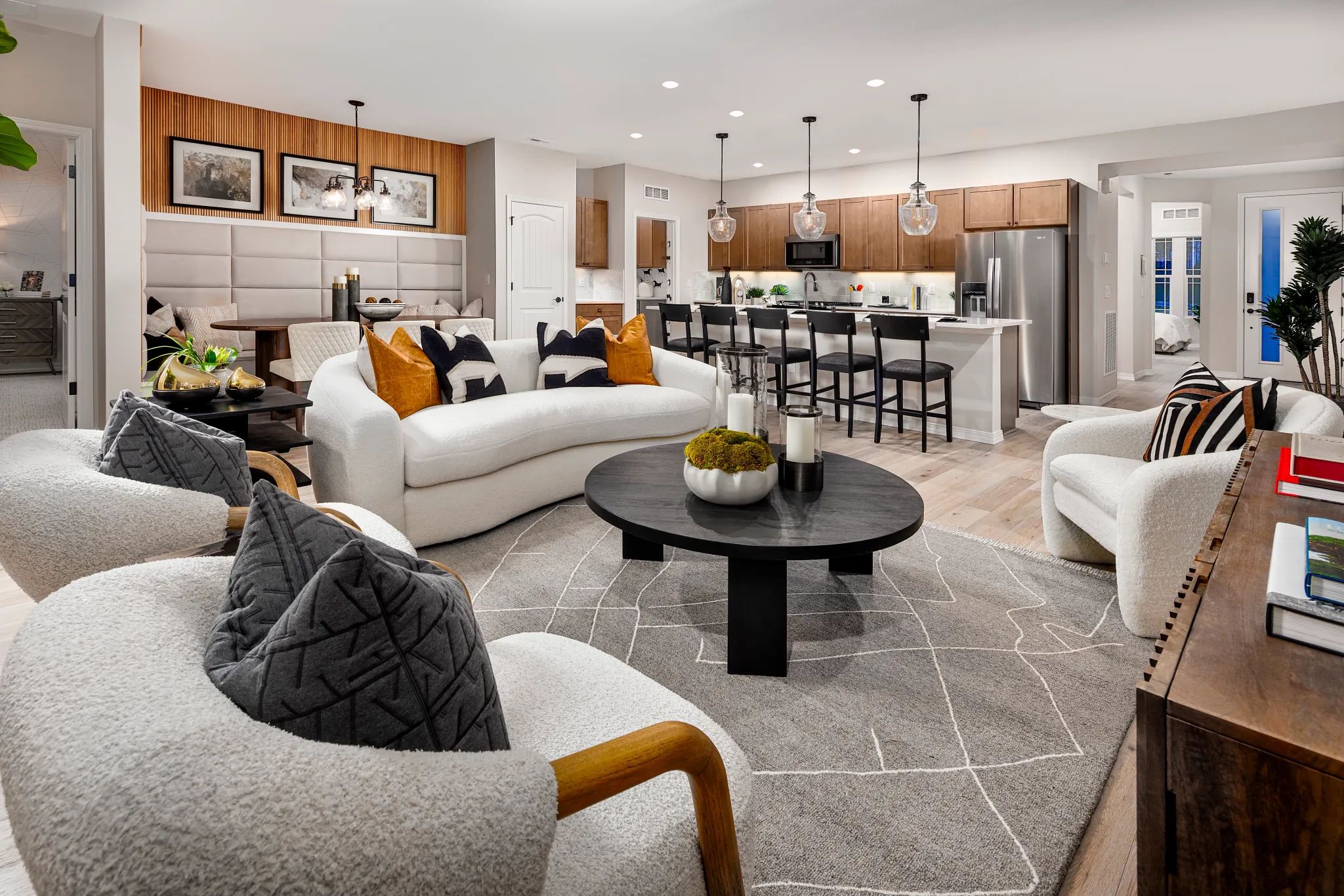 Great Room, Kitchen Dining in Evia Model