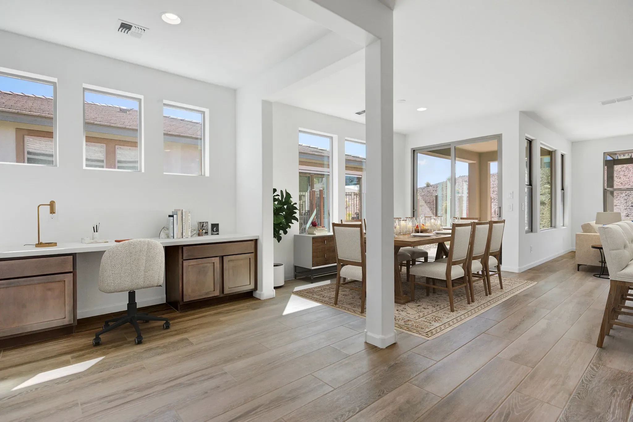 Virtually Staged Den & Dining