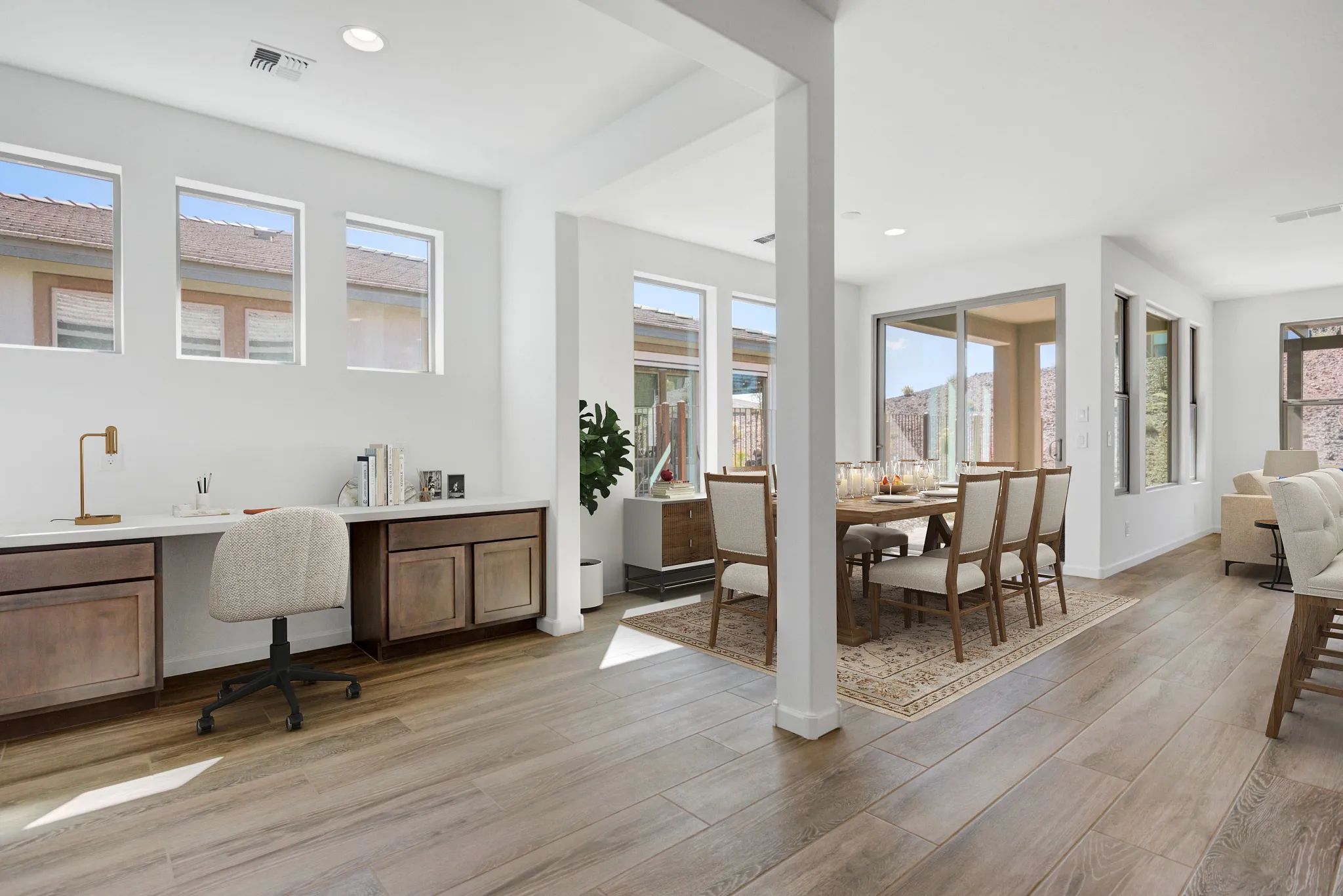 Virtually Staged Den & Dining