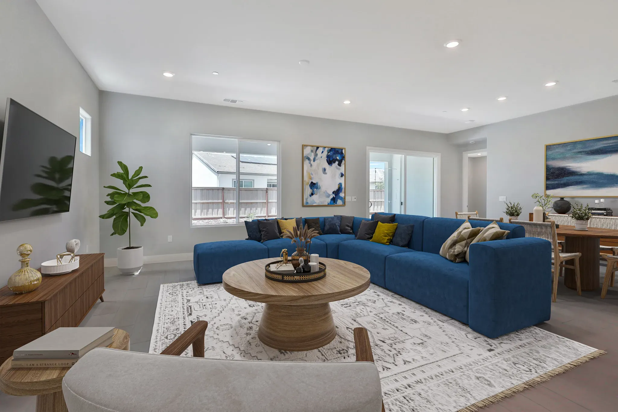 Great Room & Dining Virtually Staged
