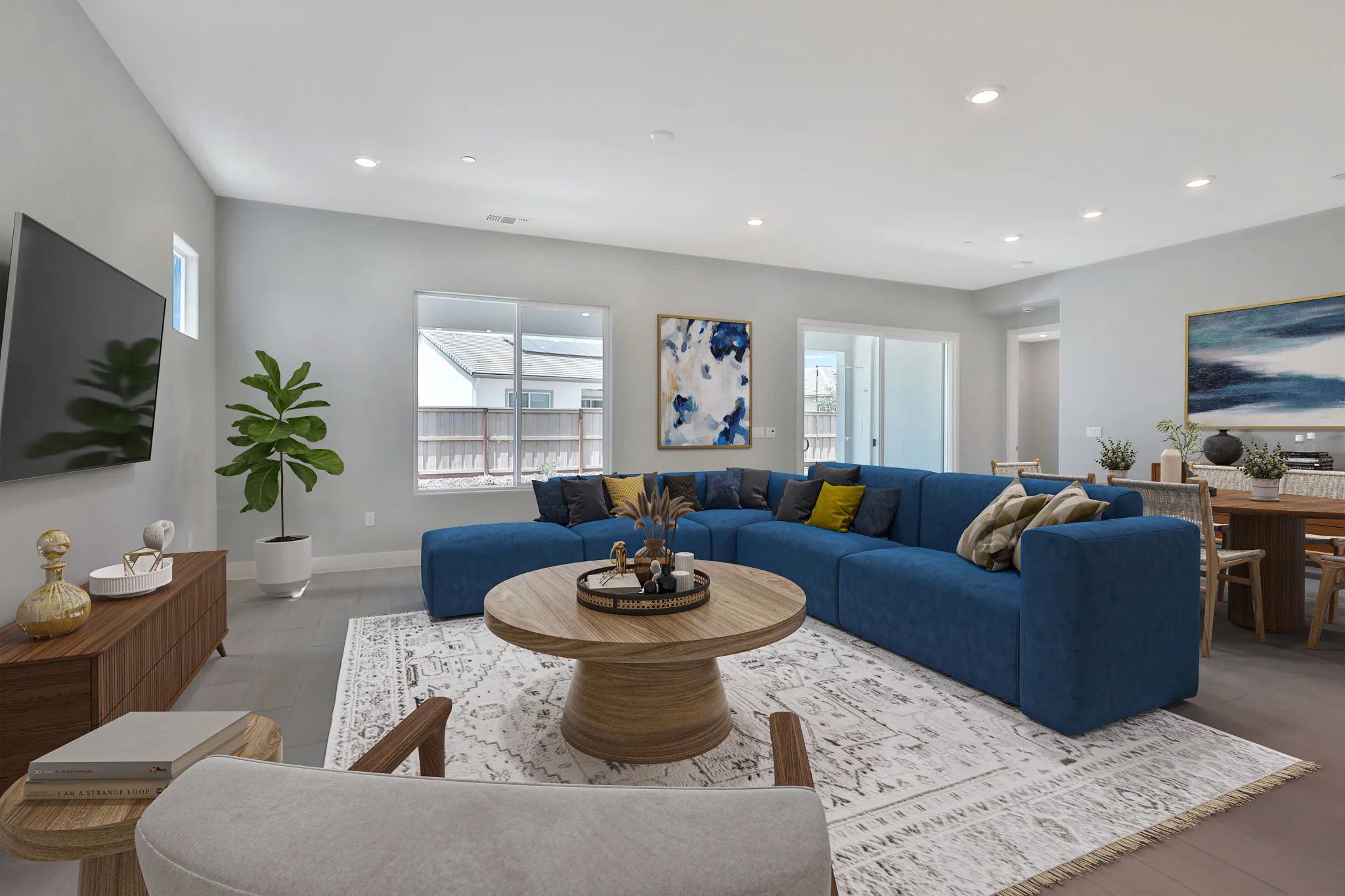 Great Room & Dining Virtually Staged
