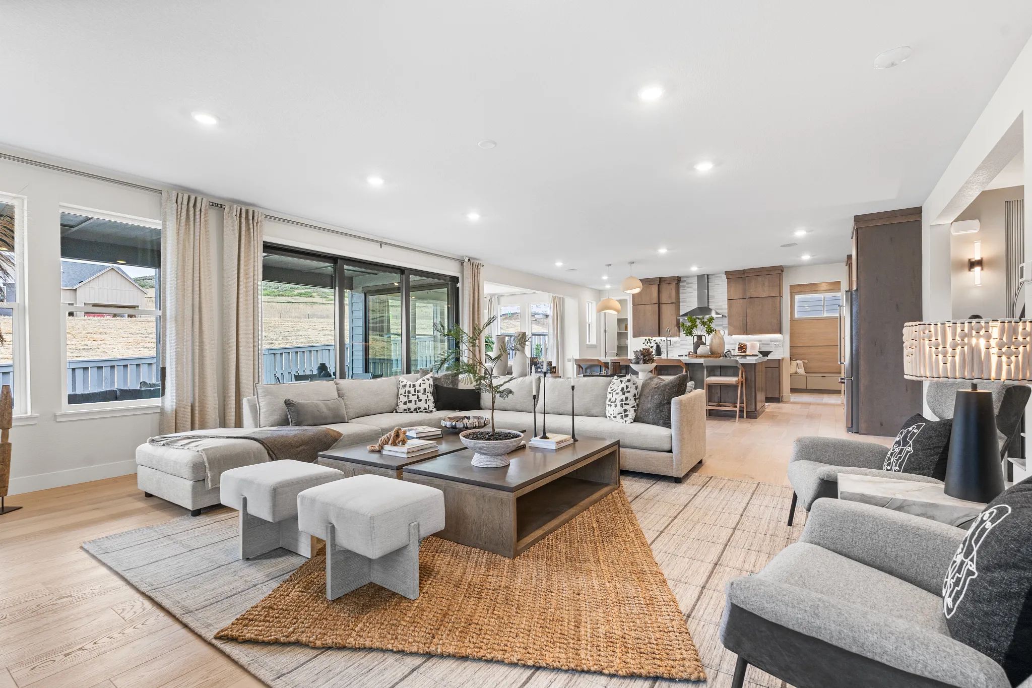 Everly Model Great Room, Kitchen + Dining