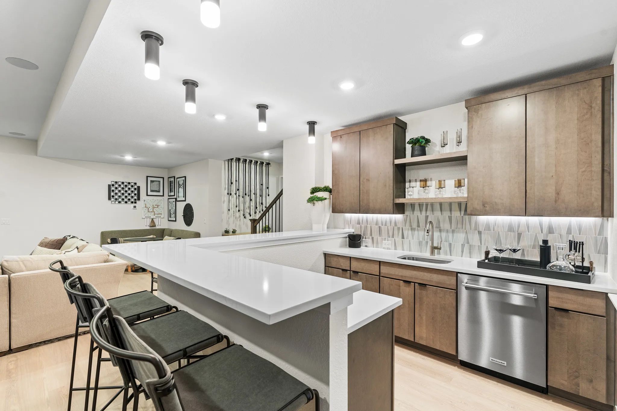 Everly Model Wet Bar at Finished Basement
