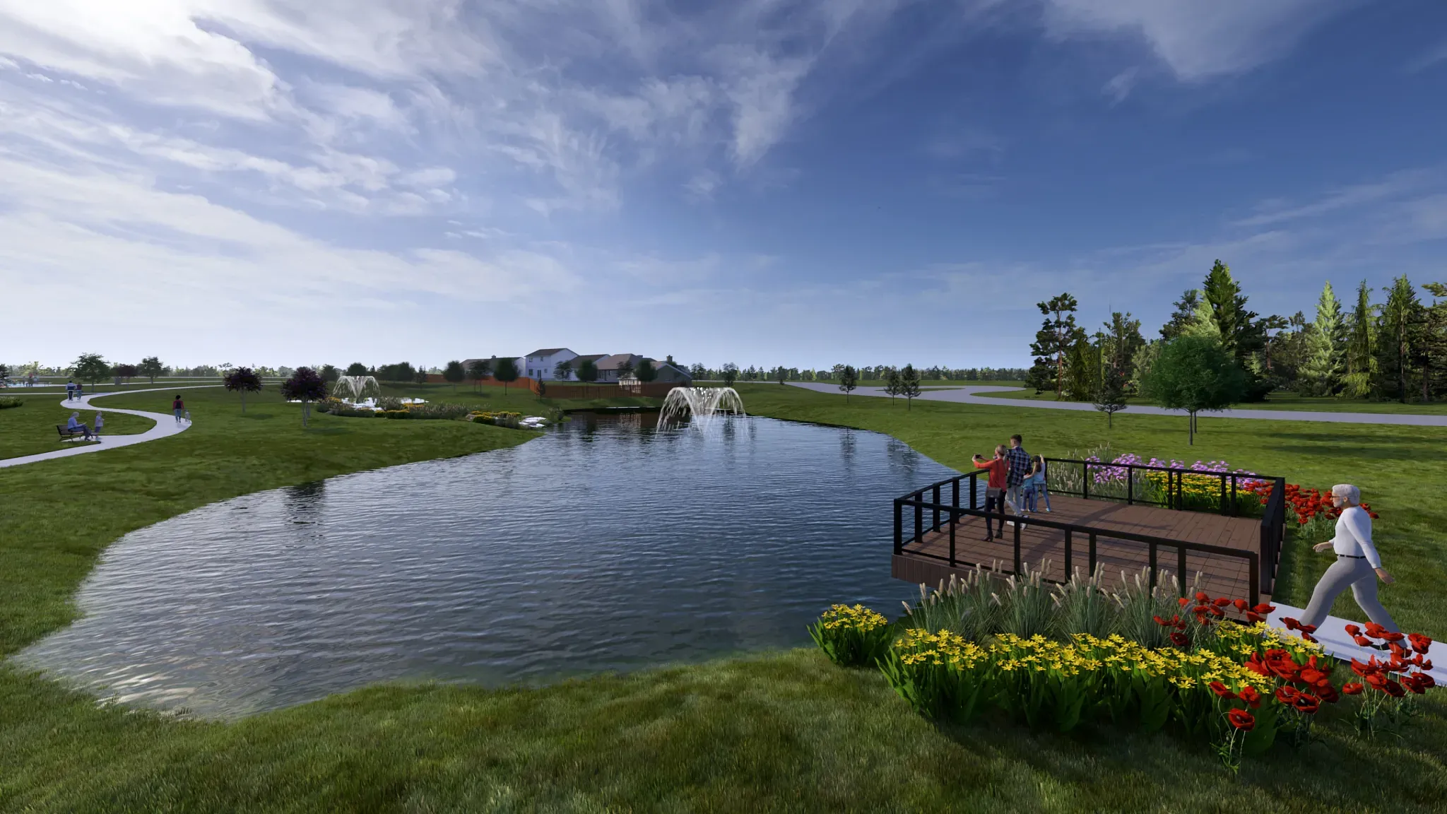 Woodhavyn water feature amenity rendering