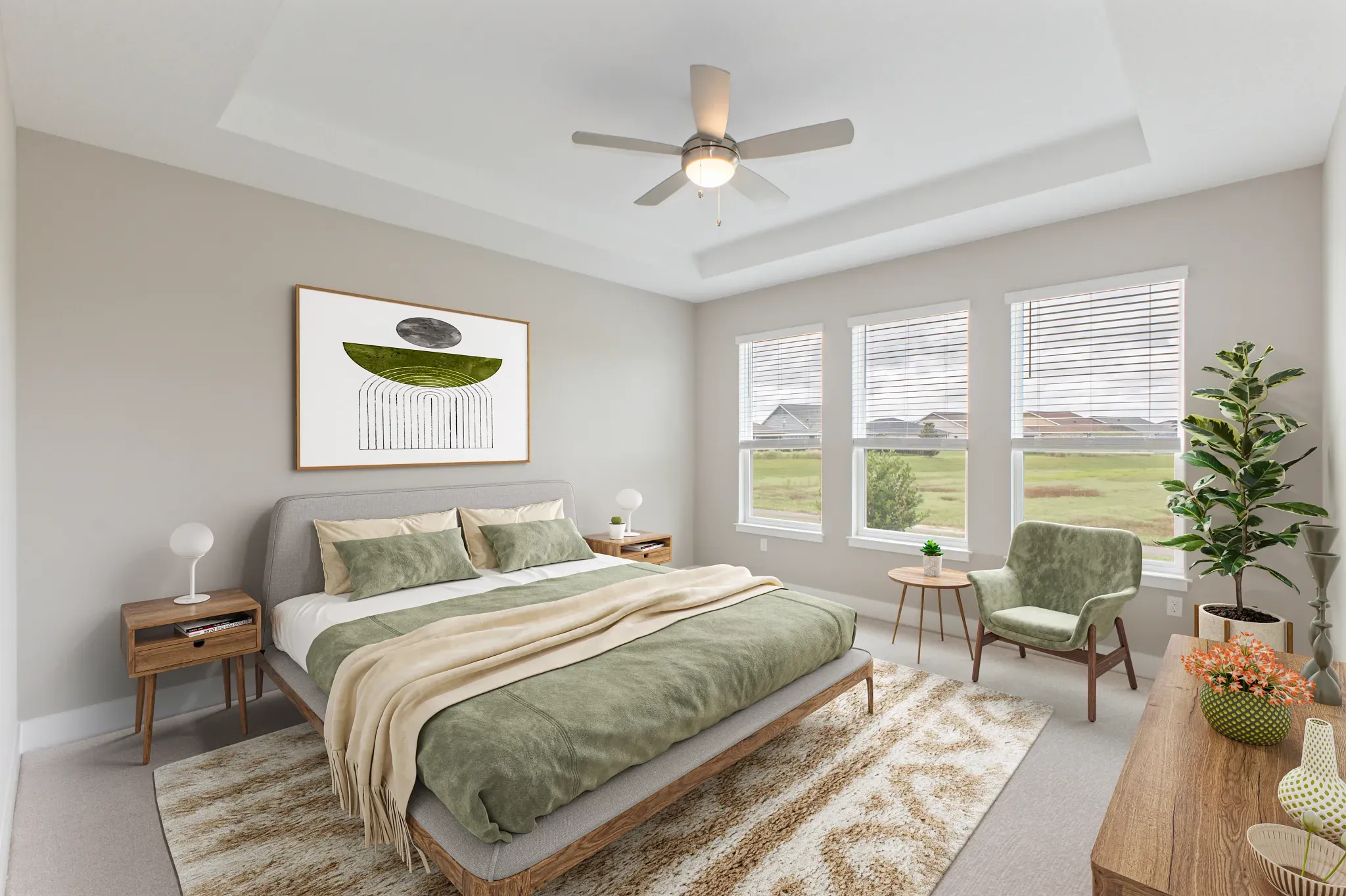 Virtually Staged Primary Bed