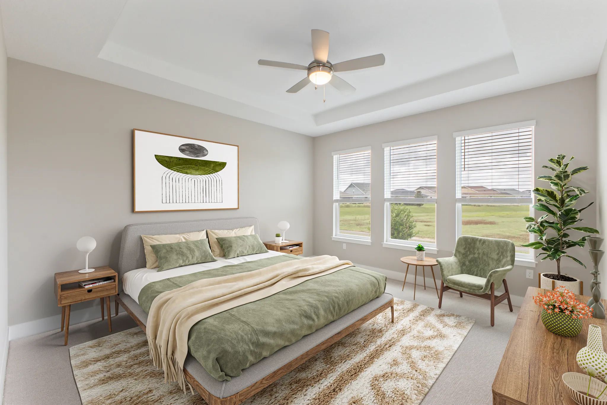 Virtually Staged Primary Bed