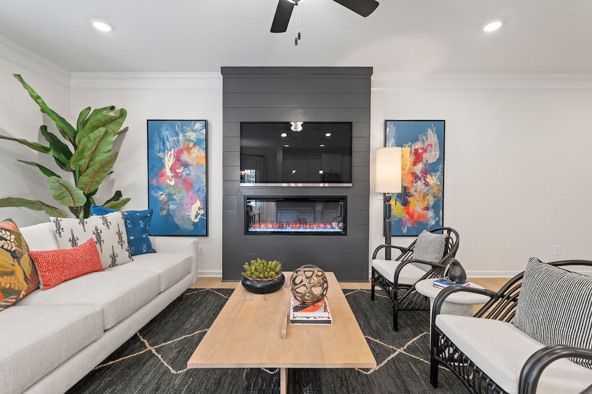 The Norwood II - Living Area with Fireplace