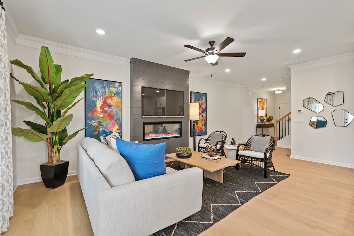 The Norwood II - Living Area with Stairs & Entryway
