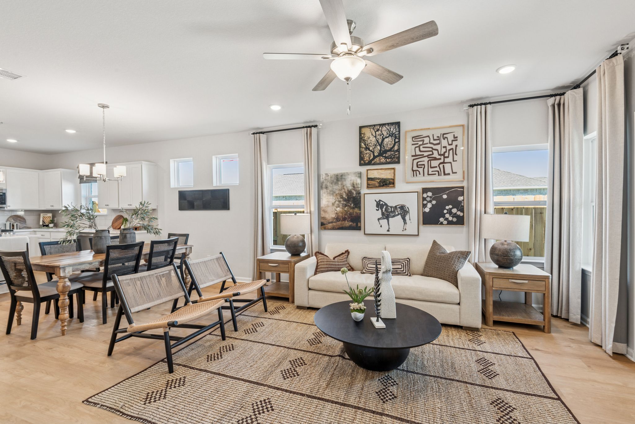 The Kettering II- Family Room into Dining Area