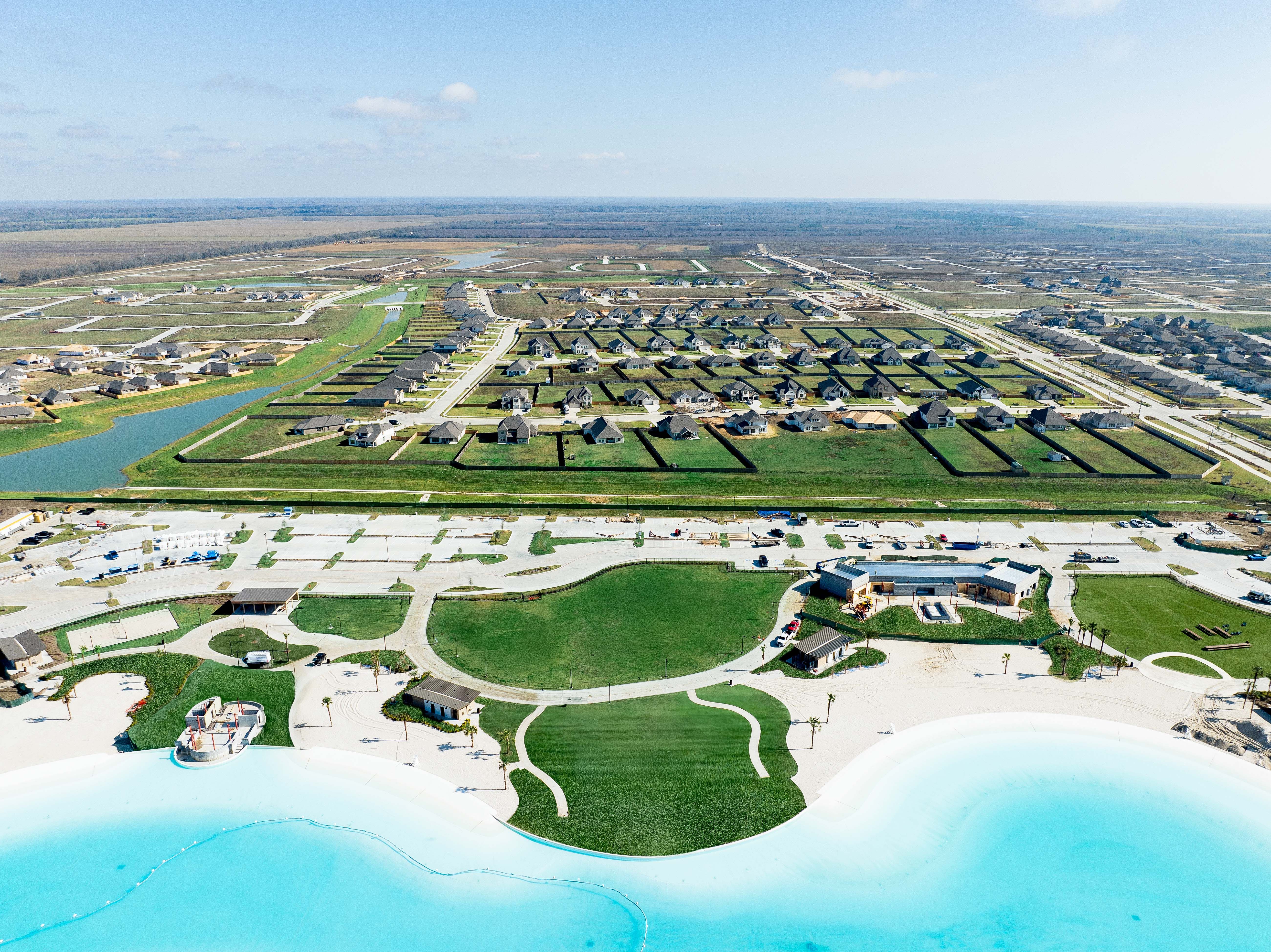 Aerial view of Angel Lagoon and community
