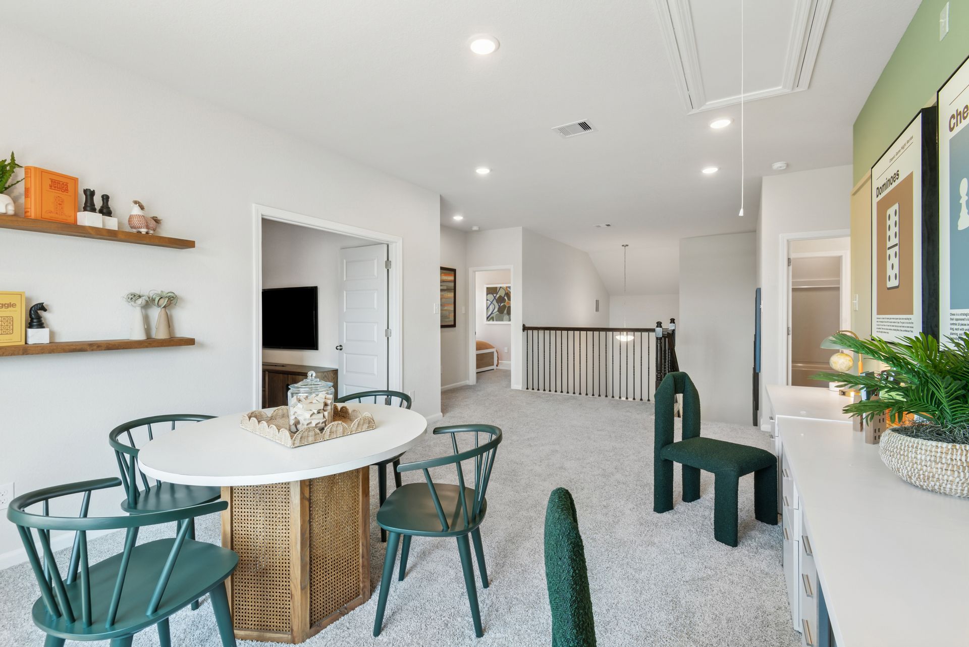 The Princeton II- Loft/Game Room into the Media Room and Secondary Bedrooms and Baths