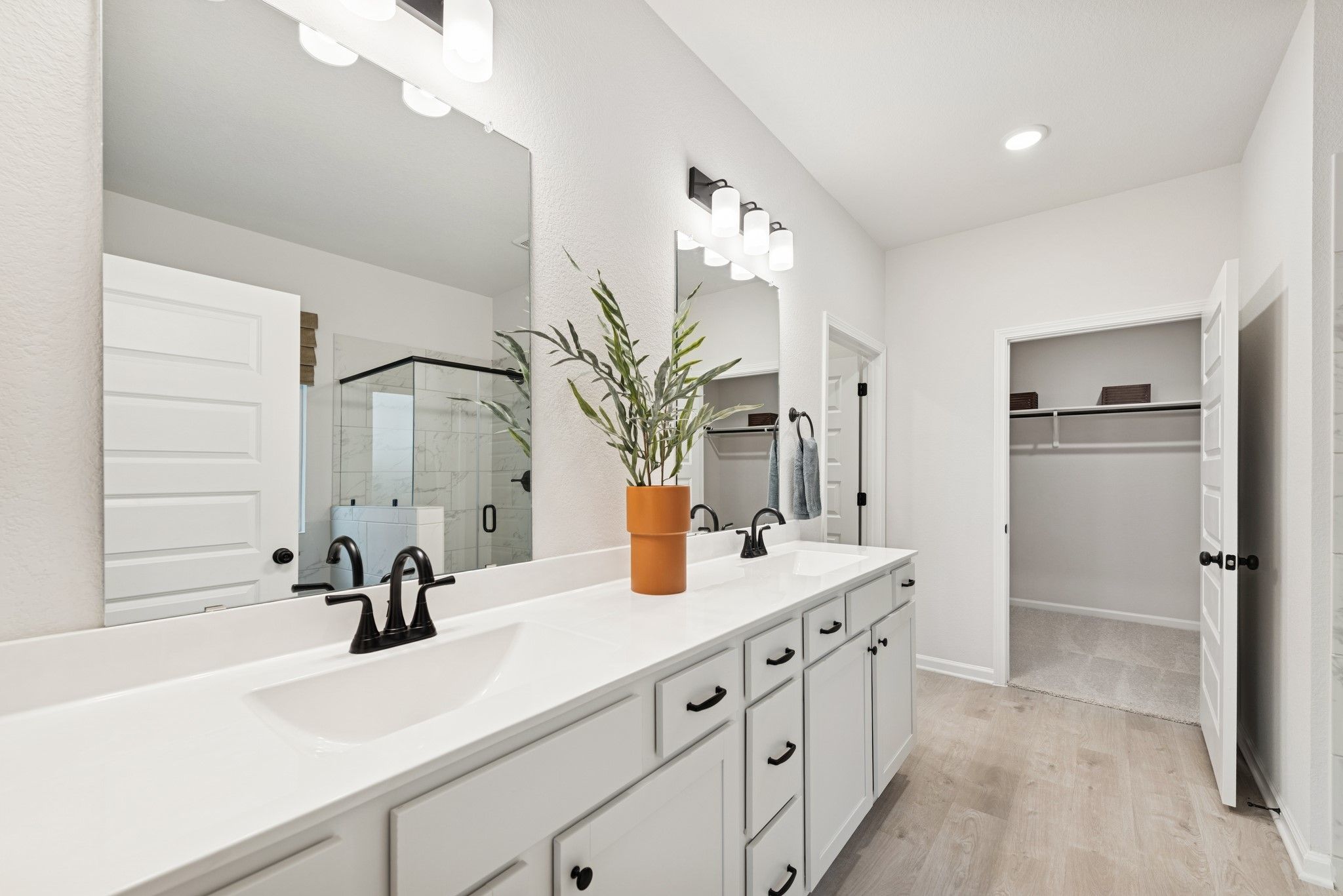 The Princeton II- Primary Bath. Staged model home shown for illustration only; actual features, col