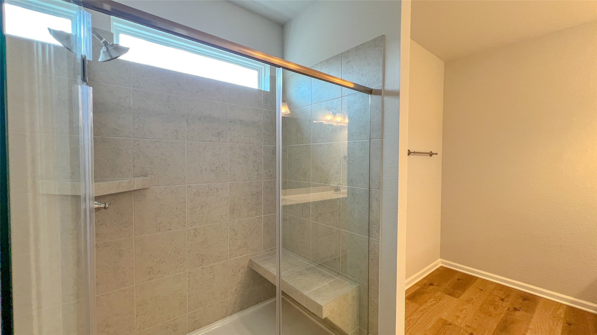 The Brambling- Primary bathroom with Walk-In Shower. Sample floor plan image for illustration; upgr