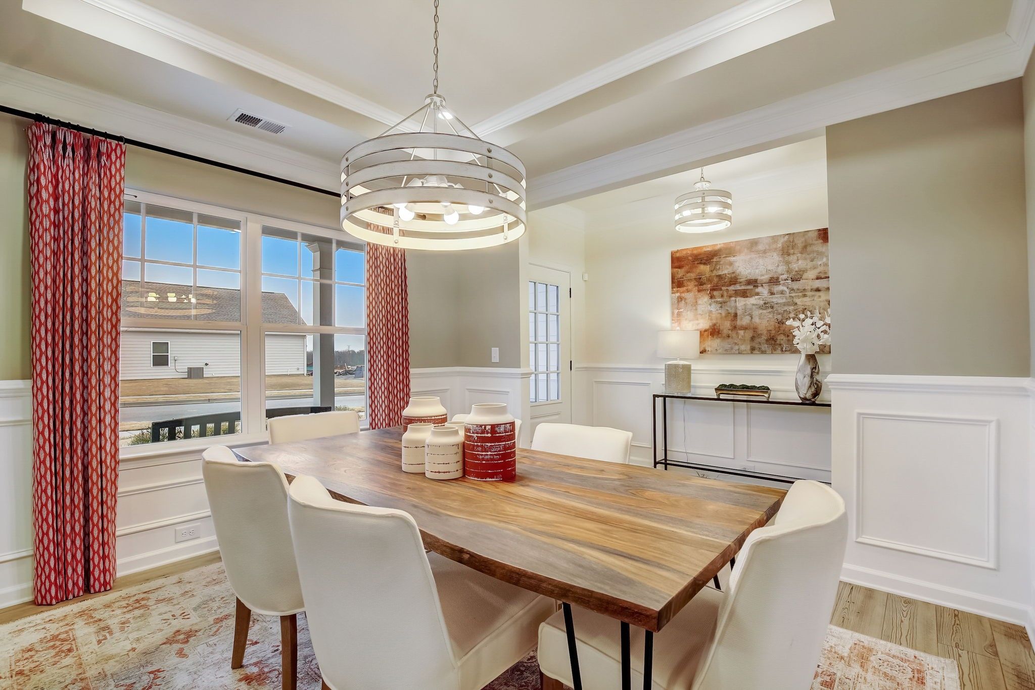 The Palmer- Dining Room with Tray Ceiling. The sample image is a staged model, to be used for illus