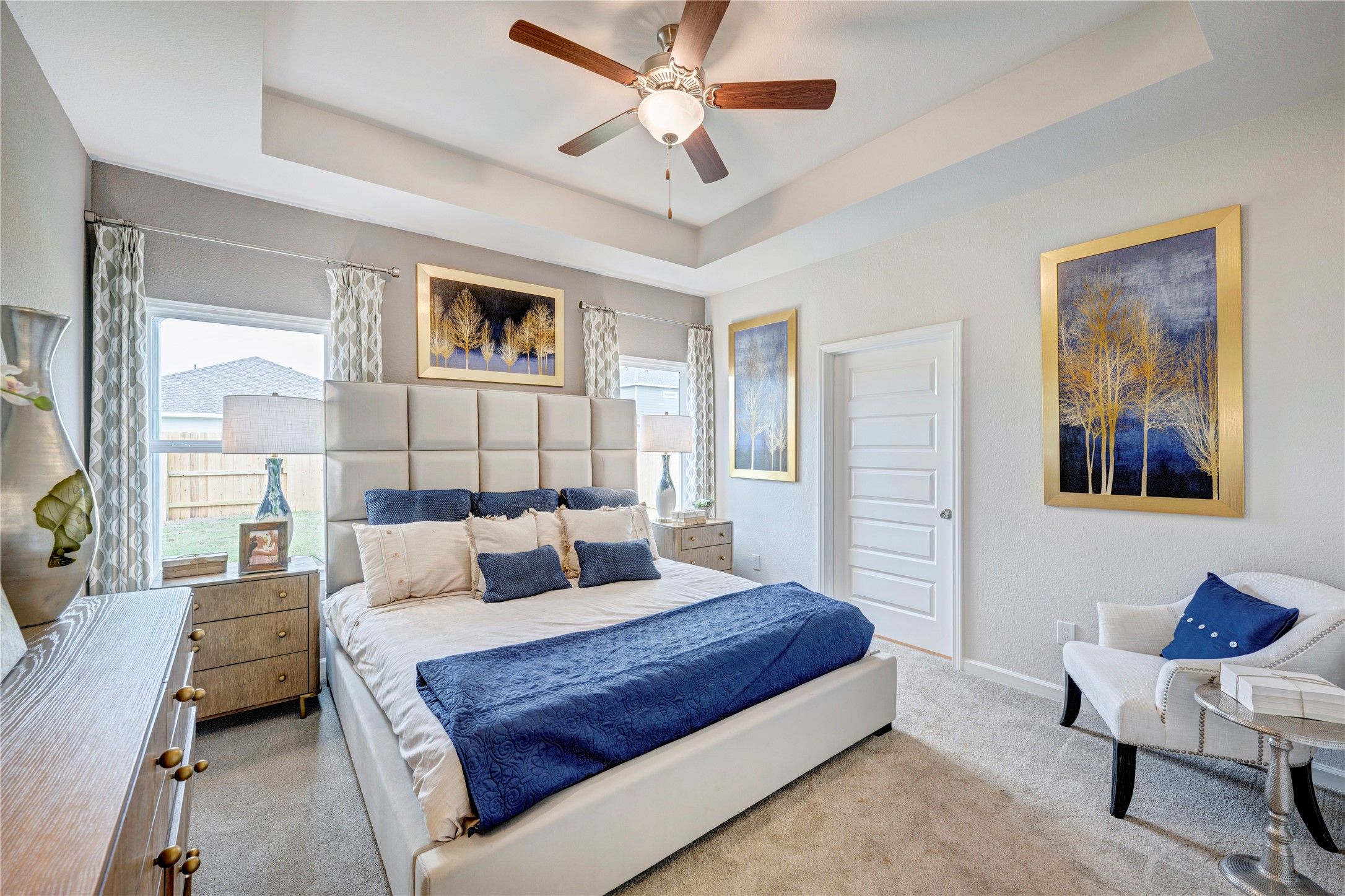 Piedmont- Primary Bedroom. Sample image for illustration; upgrades, options, and colors may vary.