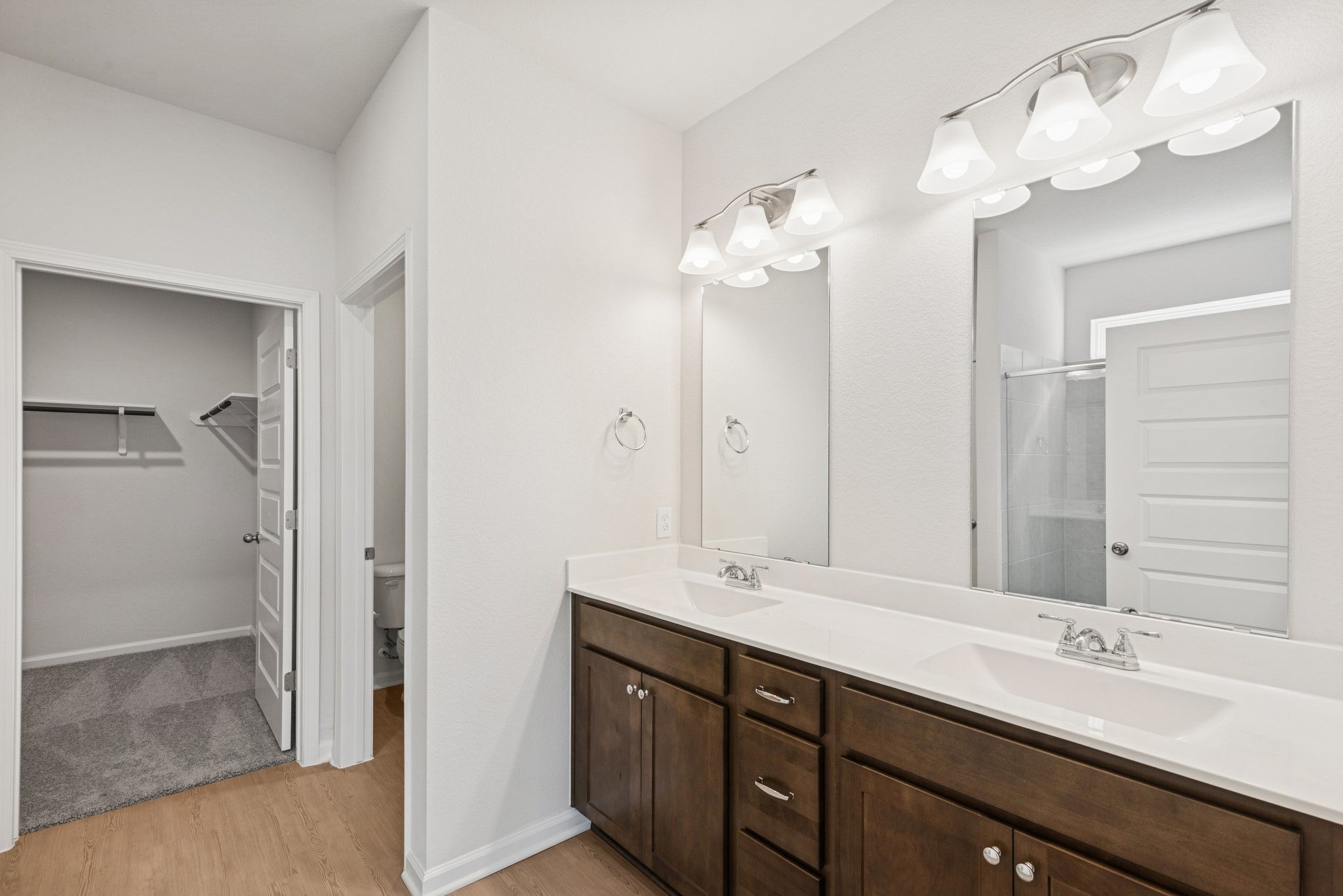 The Georgetown II- Primary Bath with Dual Vanities. Home under construction, photo used for illustr