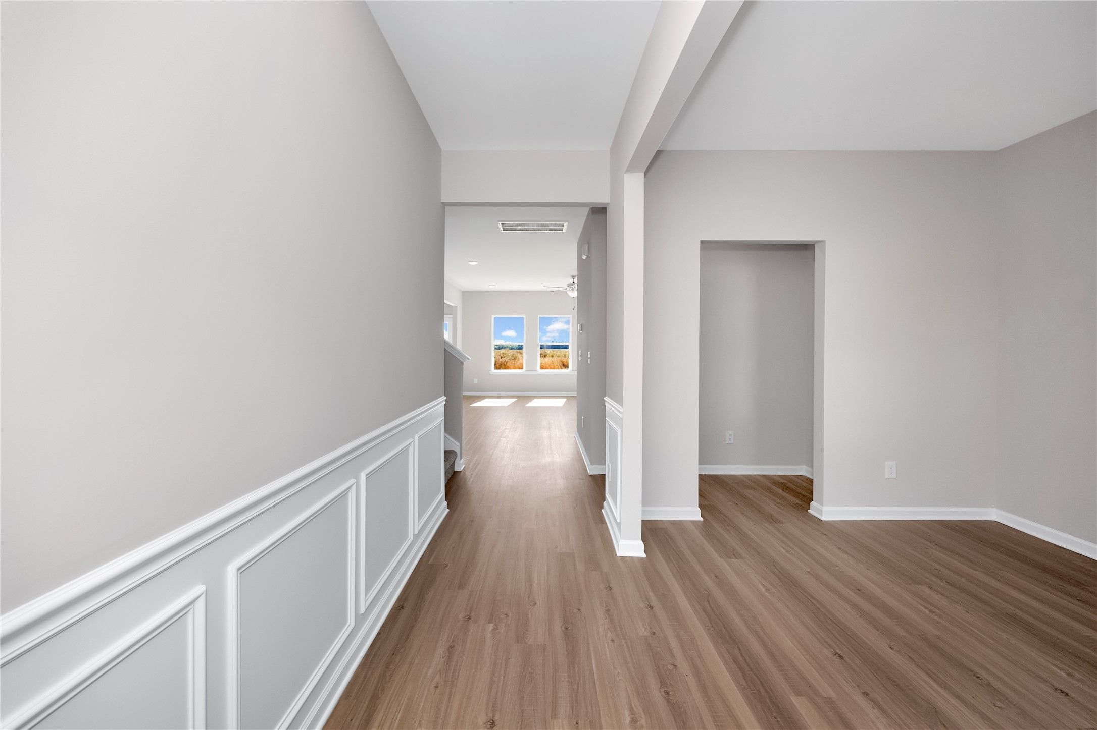 The Harrington- Foyer into Study (French doors not pictured). Sample image for illustration; upgrad