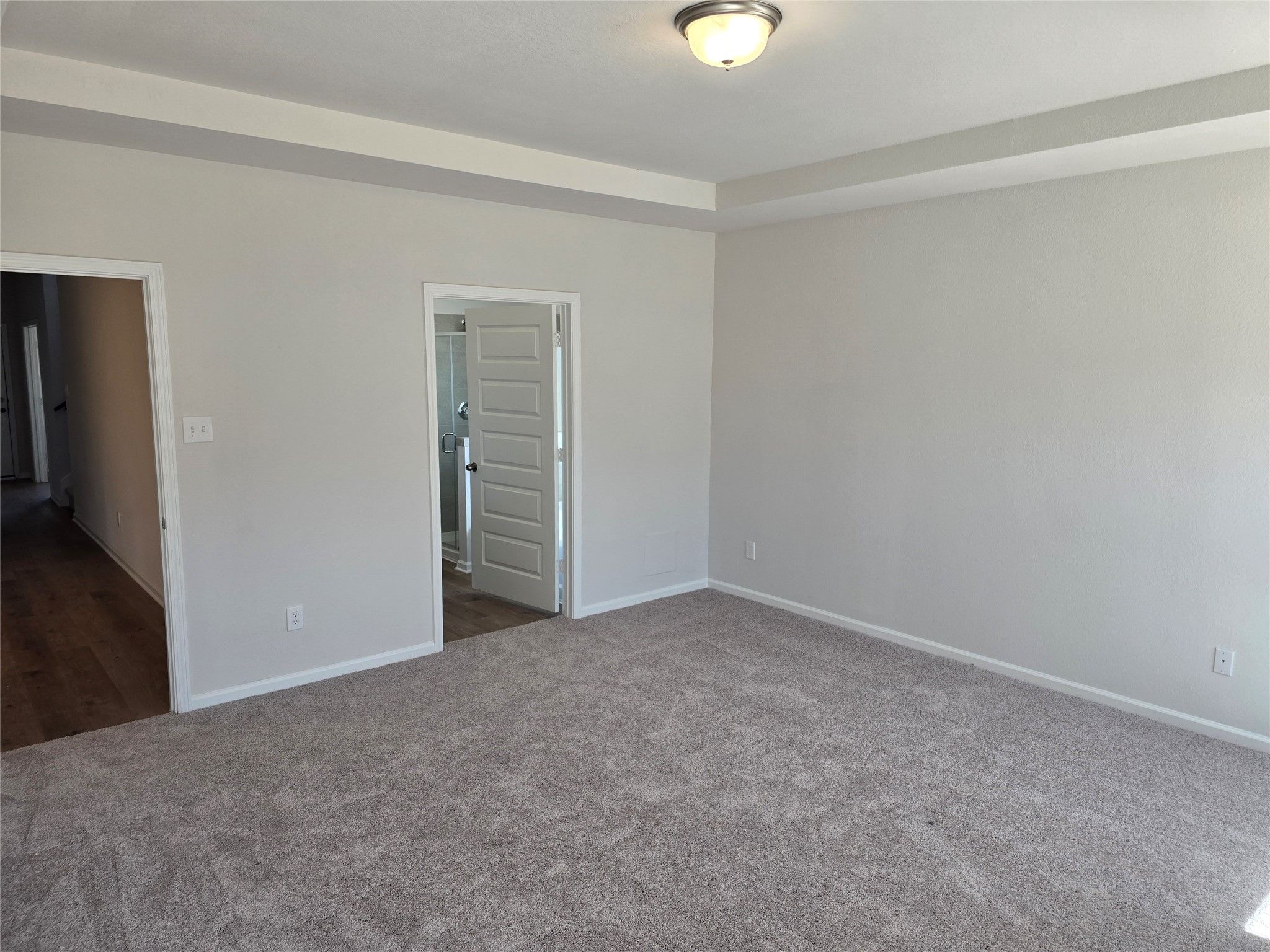 The Shetland III- Primary Suite (Tray ceiling not included). Home under construction, photo used fo